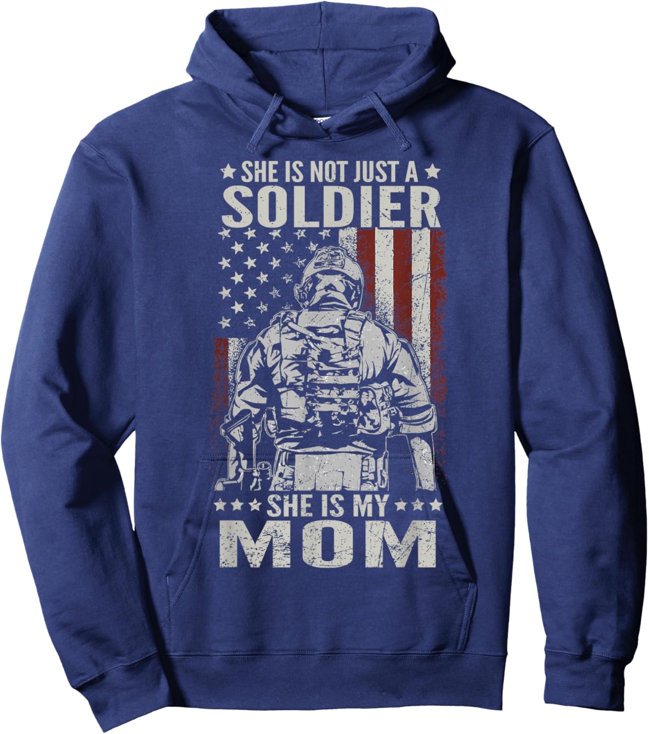 Not Just A Soldier She Is My Mom Female US Veteran Hoodie - Hoodie | Navy