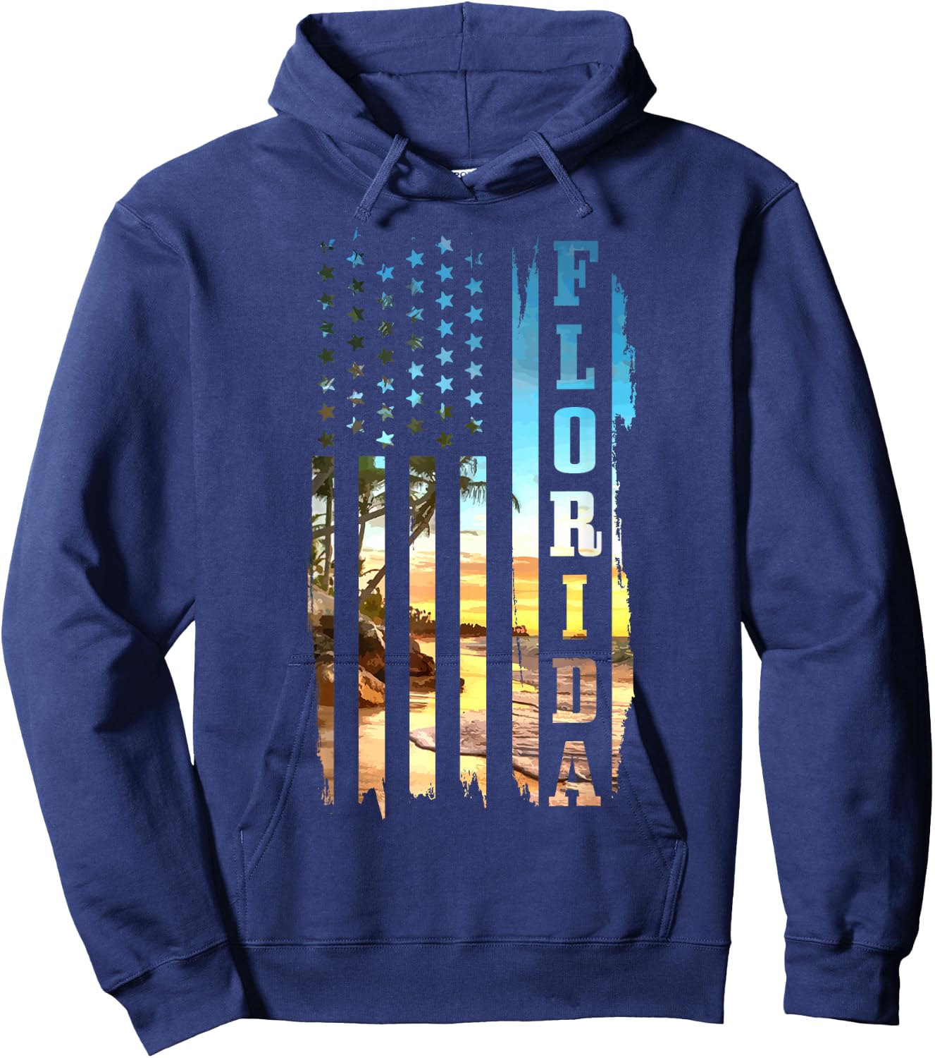 Florida American Flag Pride Beach Surfer Hoodie - Hoodie | Navy