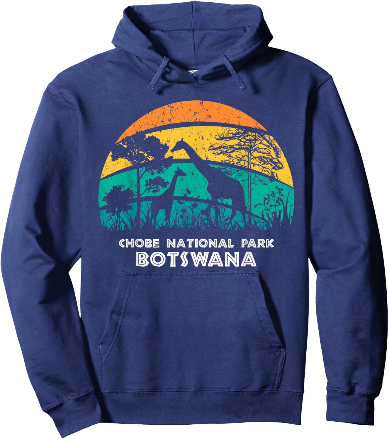 Vintage Retro Chobe National Park, Botswana Africa Safari Gi Hoodie - Hoodie | Navy
