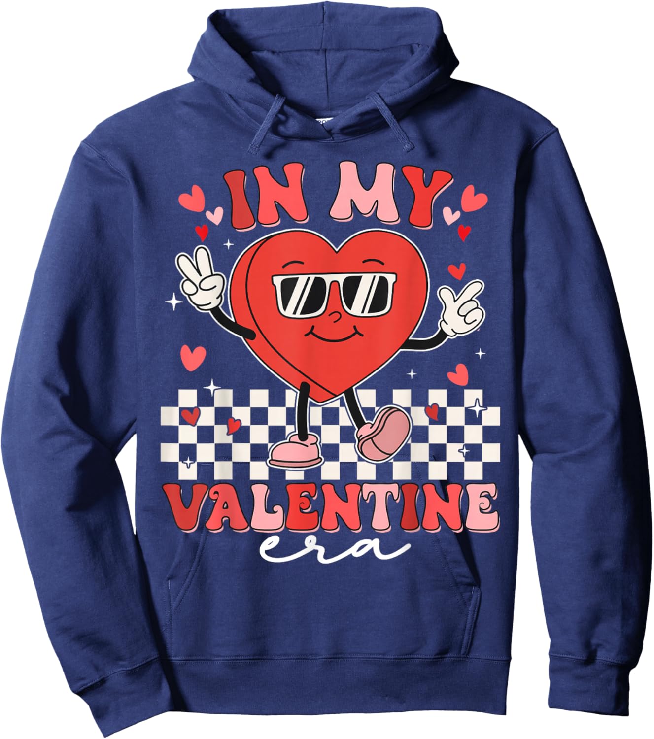 Retro Groovy In My Valentine Era Valentine Day Men Women Kid Hoodie - Hoodie | Navy