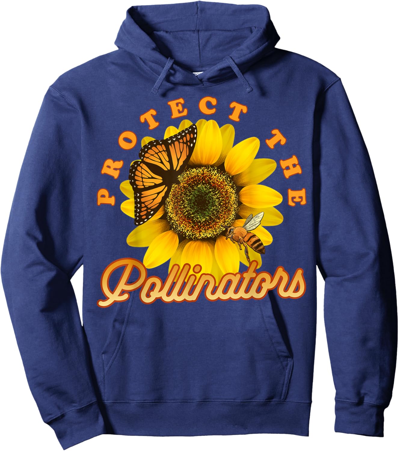 Cool Protect Pollinators Save the bees Sunflower T- shirt Hoodie - Hoodie | Navy