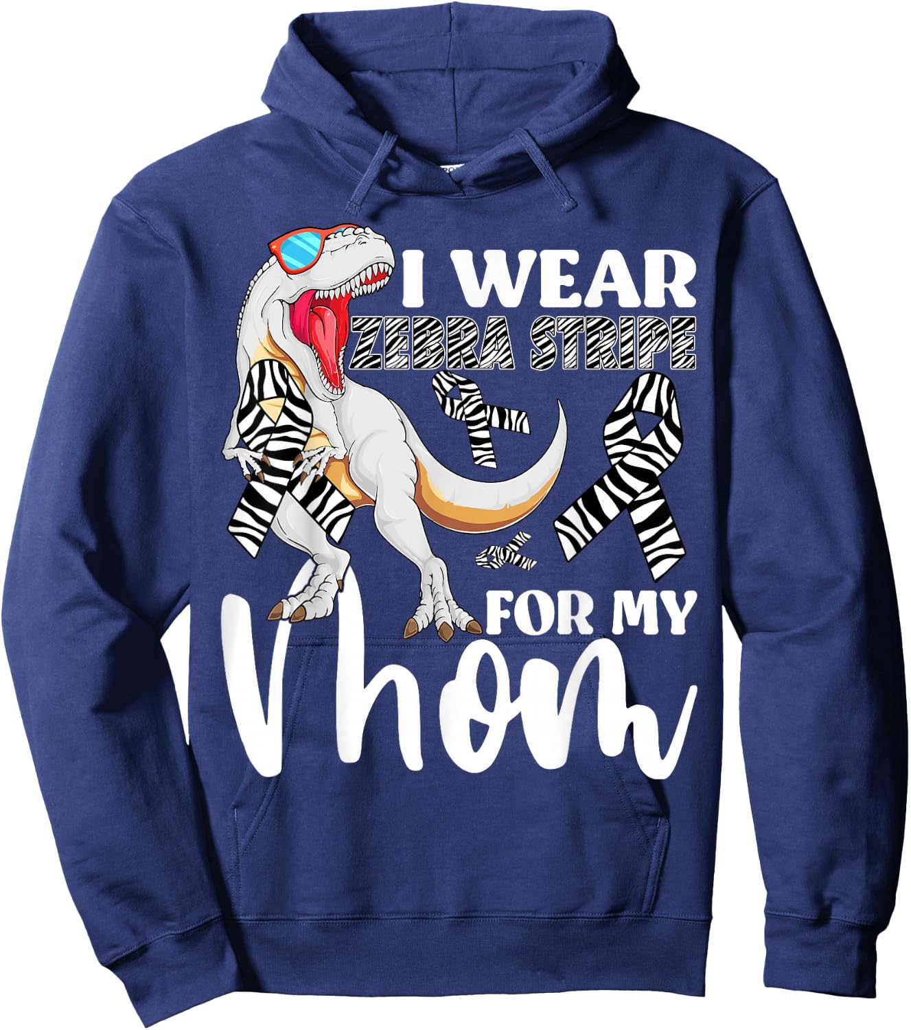 I Wear Zebra Stripe For My Mom Carcinoid Cancer Awareness Hoodie - Hoodie | Navy