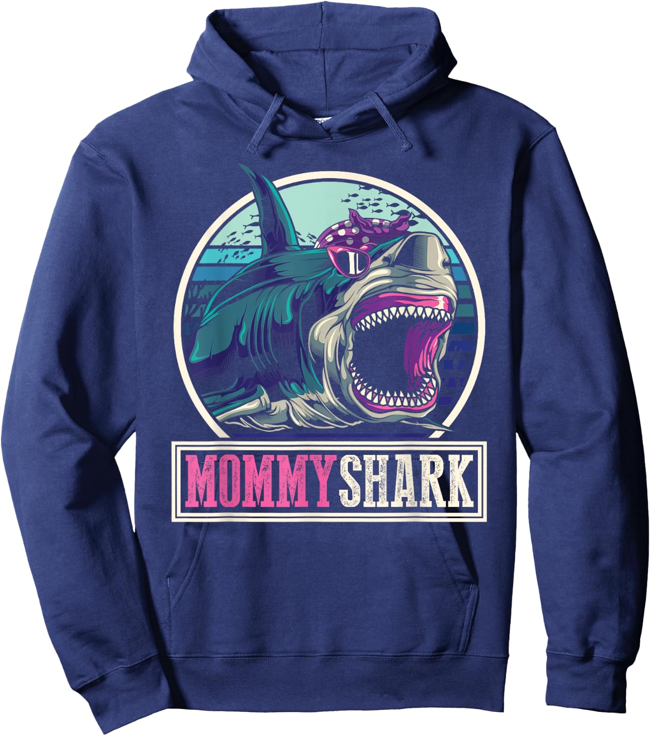 Ocean Animal Family Mom Gift Sea Monster Mommy Shark Hoodie - Hoodie | Navy