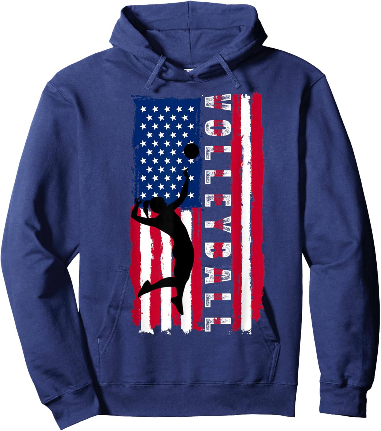 Patriotic Volleyball American USA Flag 4th of July Girl Teen Hoodie - Hoodie | Navy