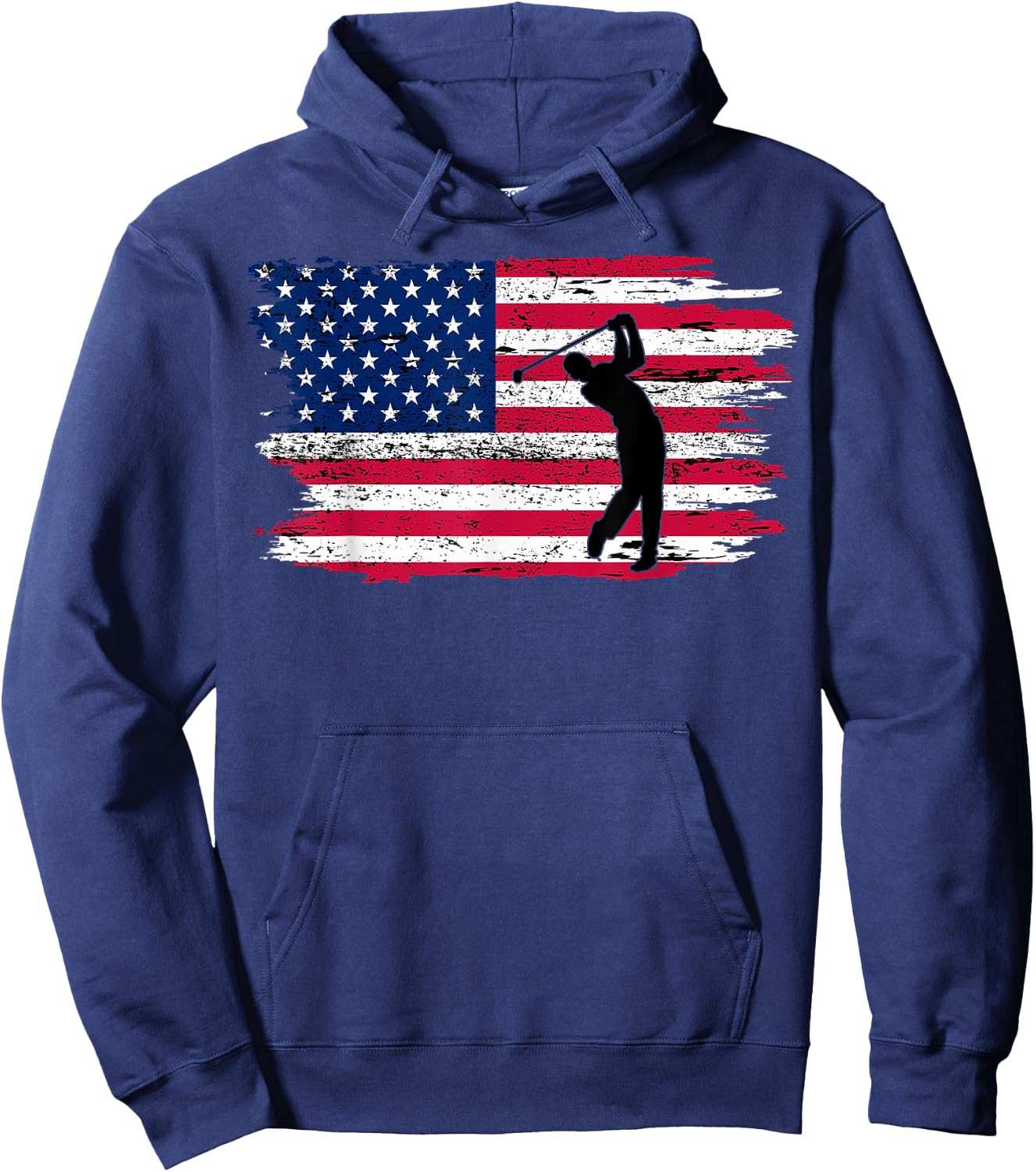 American Flag Golf Shirt 4th July Patriotic Golfer Hoodie - Hoodie | Navy