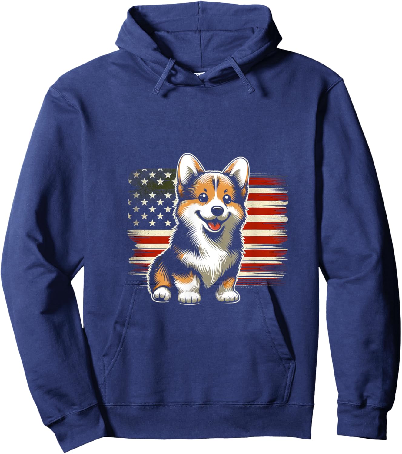 Pembroke Welsh Corgi American Flag USA Flag Hoodie - Hoodie | Navy