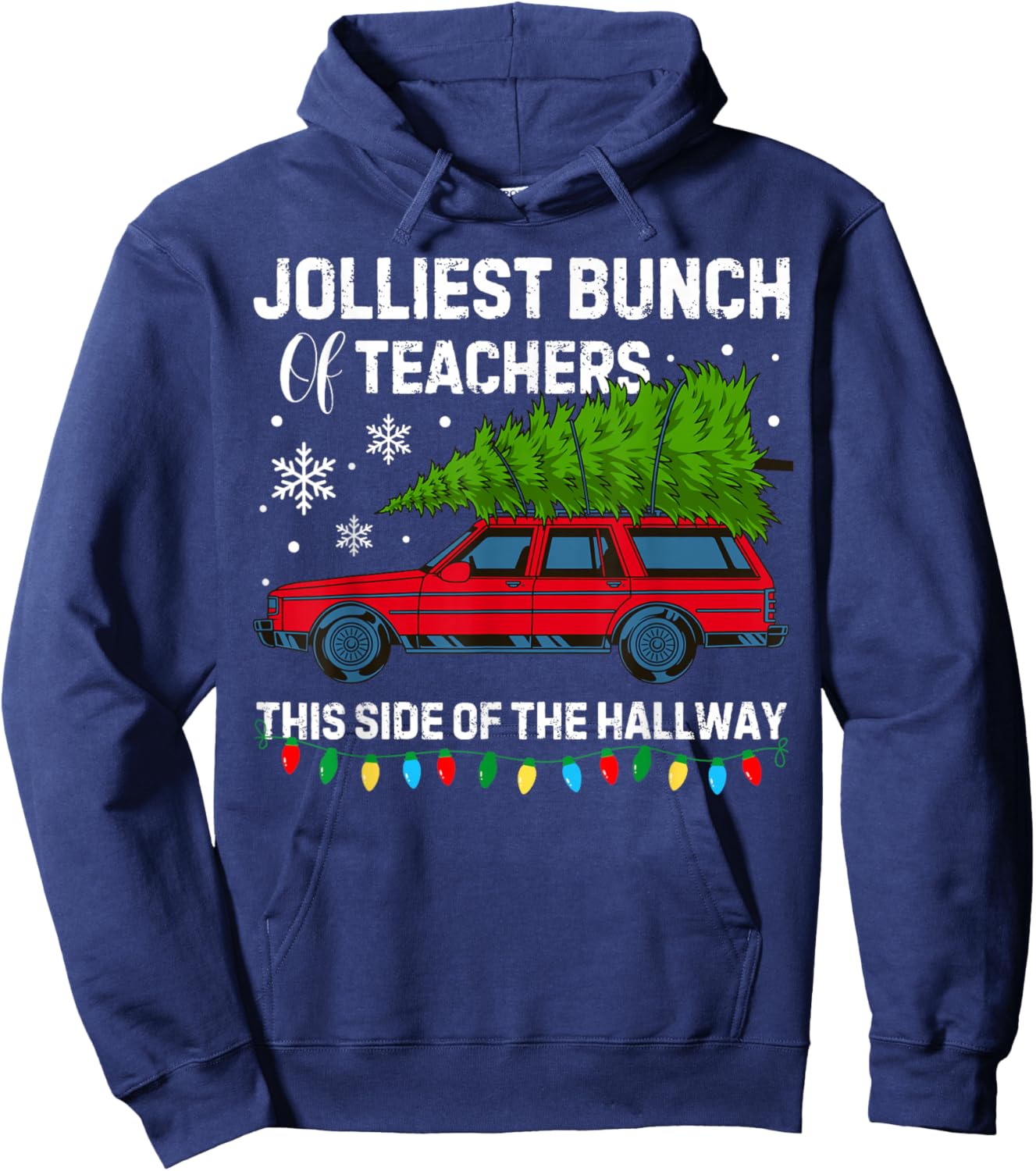 Jolliest Bunch of Teachers This Side Of The Hallway Xmas Hoodie - Hoodie | Navy