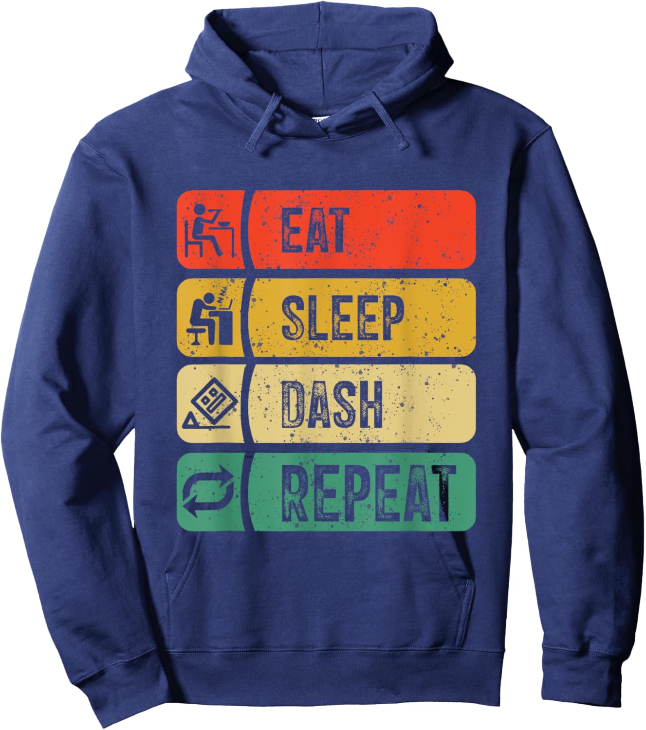 Eat Sleep Dash Repeat Video Game Geometry Video Gamer Hoodie - Hoodie | Navy
