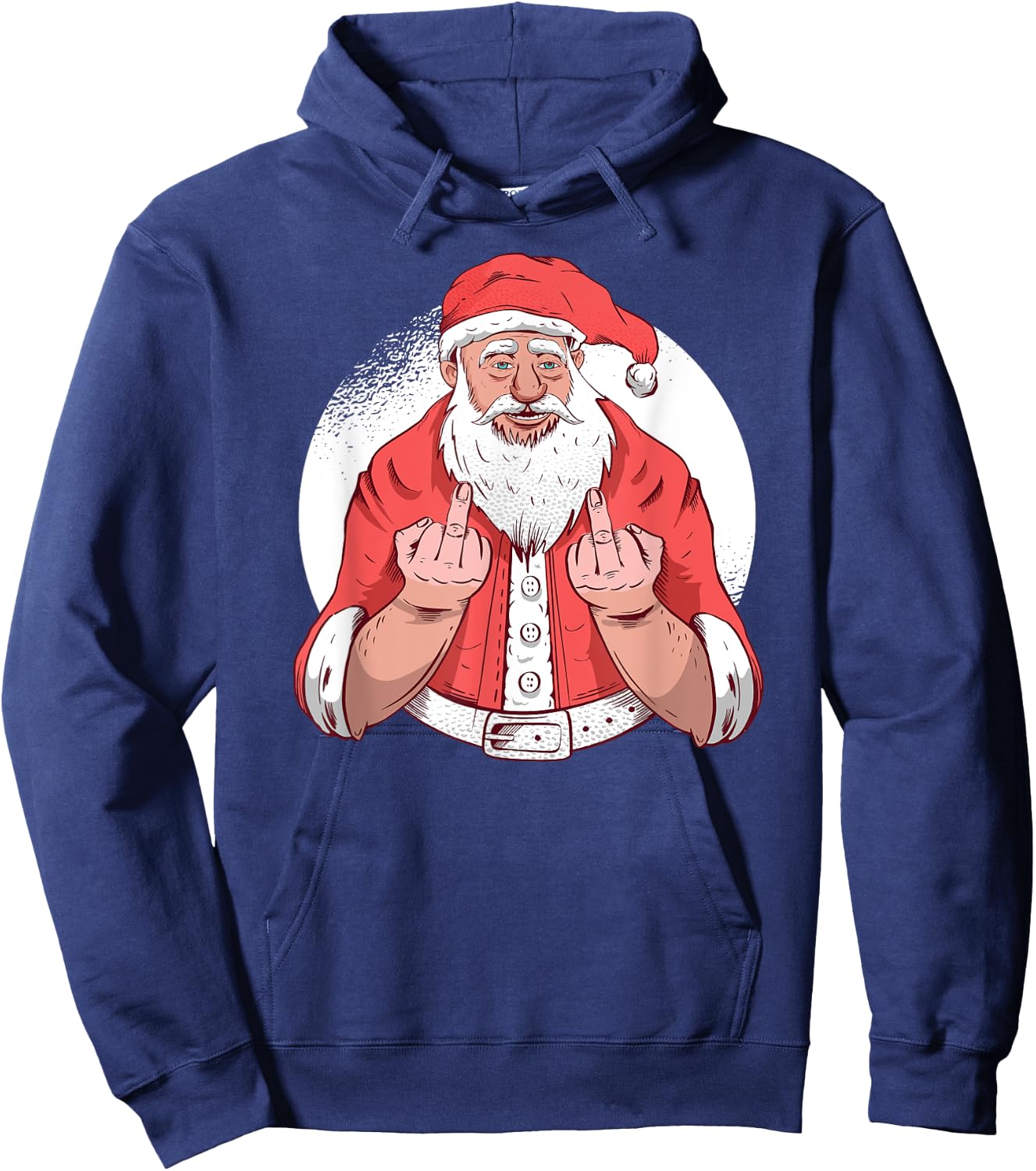 RUDE SANTA says F-ck Off Middle Finger Funny Christmas Meme Hoodie - Hoodie | Navy