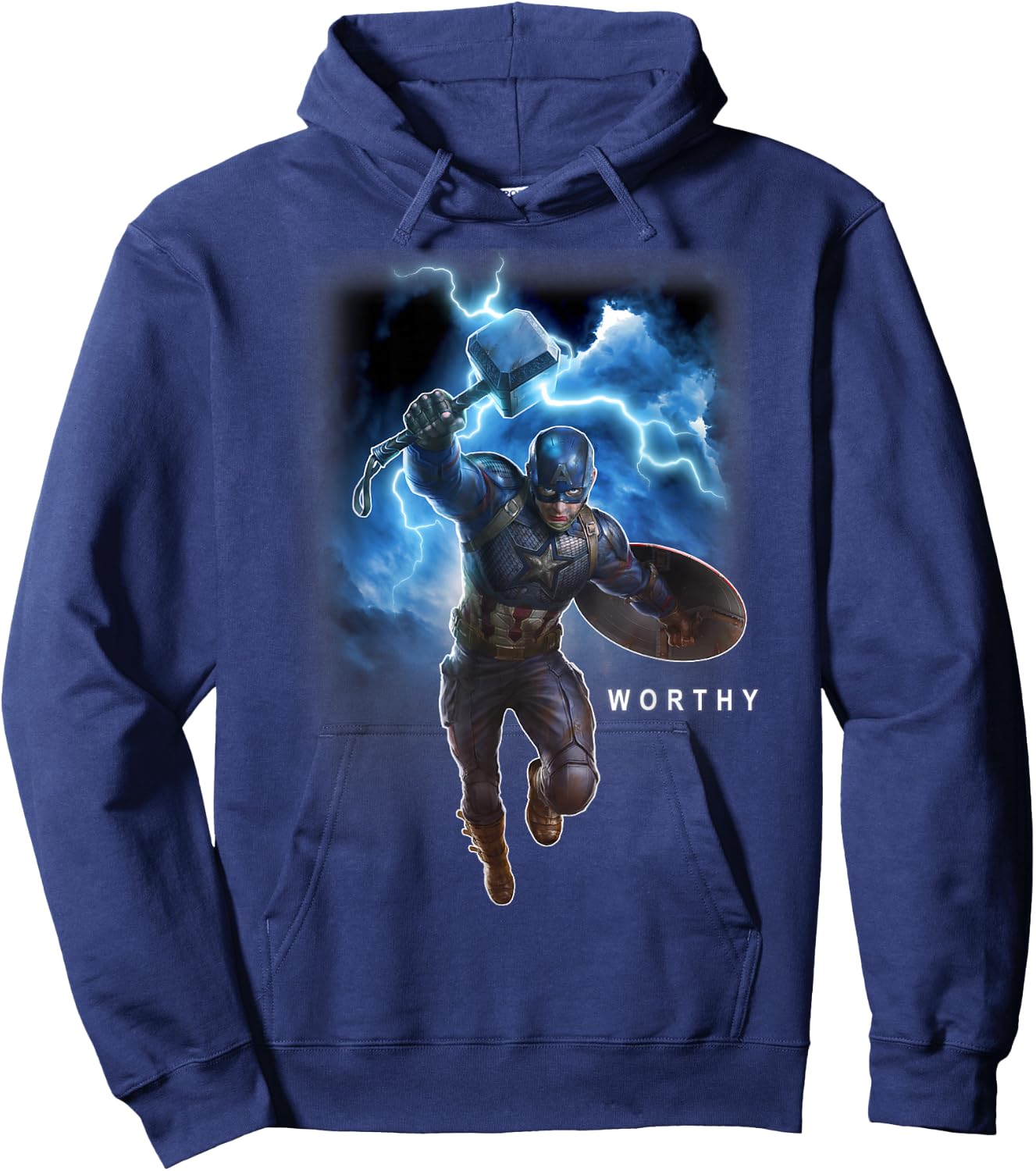 Marvel Avengers Endgame Captain America Worthy Action Pose Hoodie - Hoodie | Navy