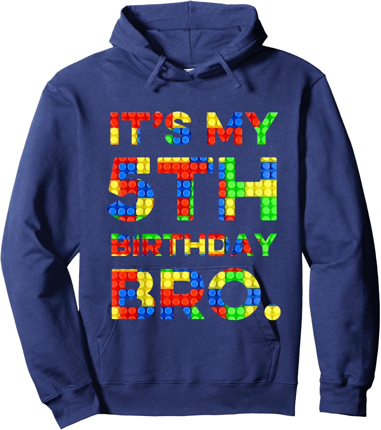 Kids Cute 5th Birthday Gift 5 Years Old Block Building Boys Kids Hoodie - Hoodie | Navy