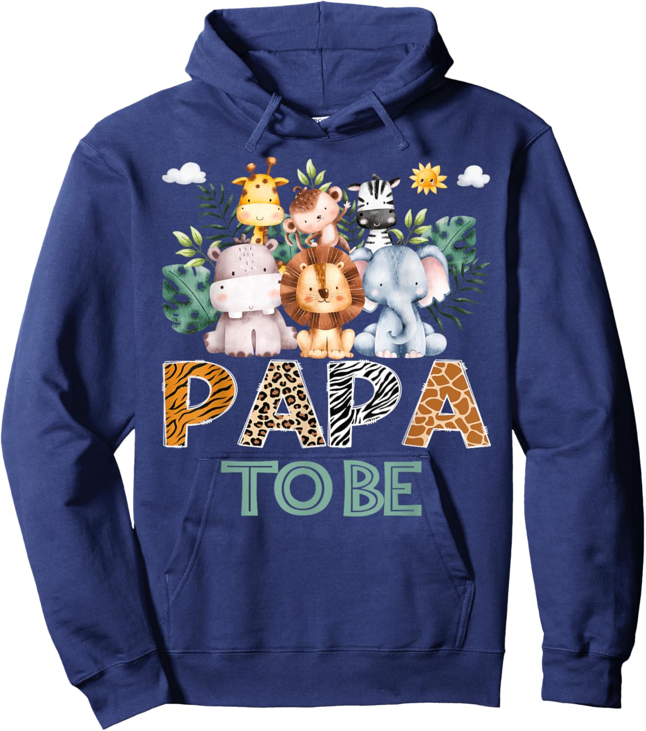 Soon To Be Papa Jungle Animal Safari Gender Reveal Hoodie - Hoodie | Navy