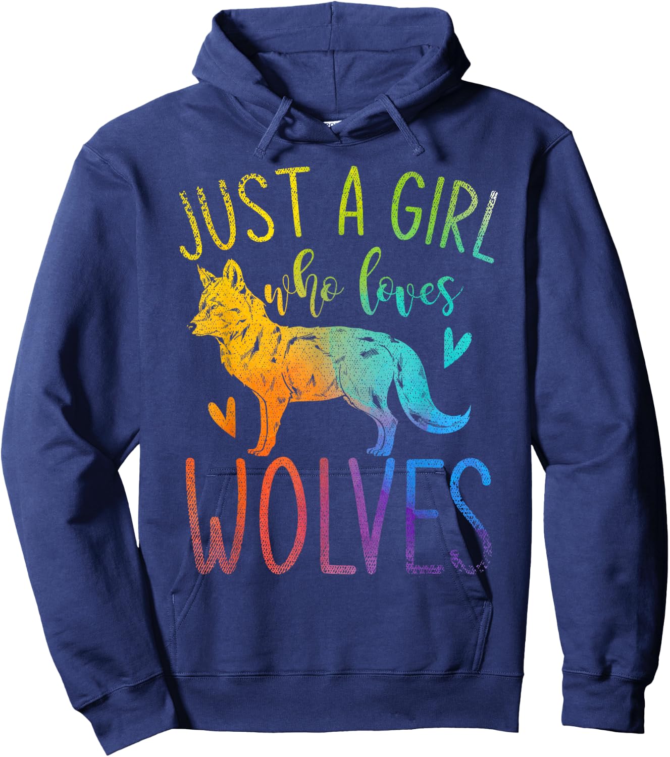 Nur ein Mädchen das Wolfe liebt Wildtier Colourful Wolf Hoodie - Hoodie | Navy
