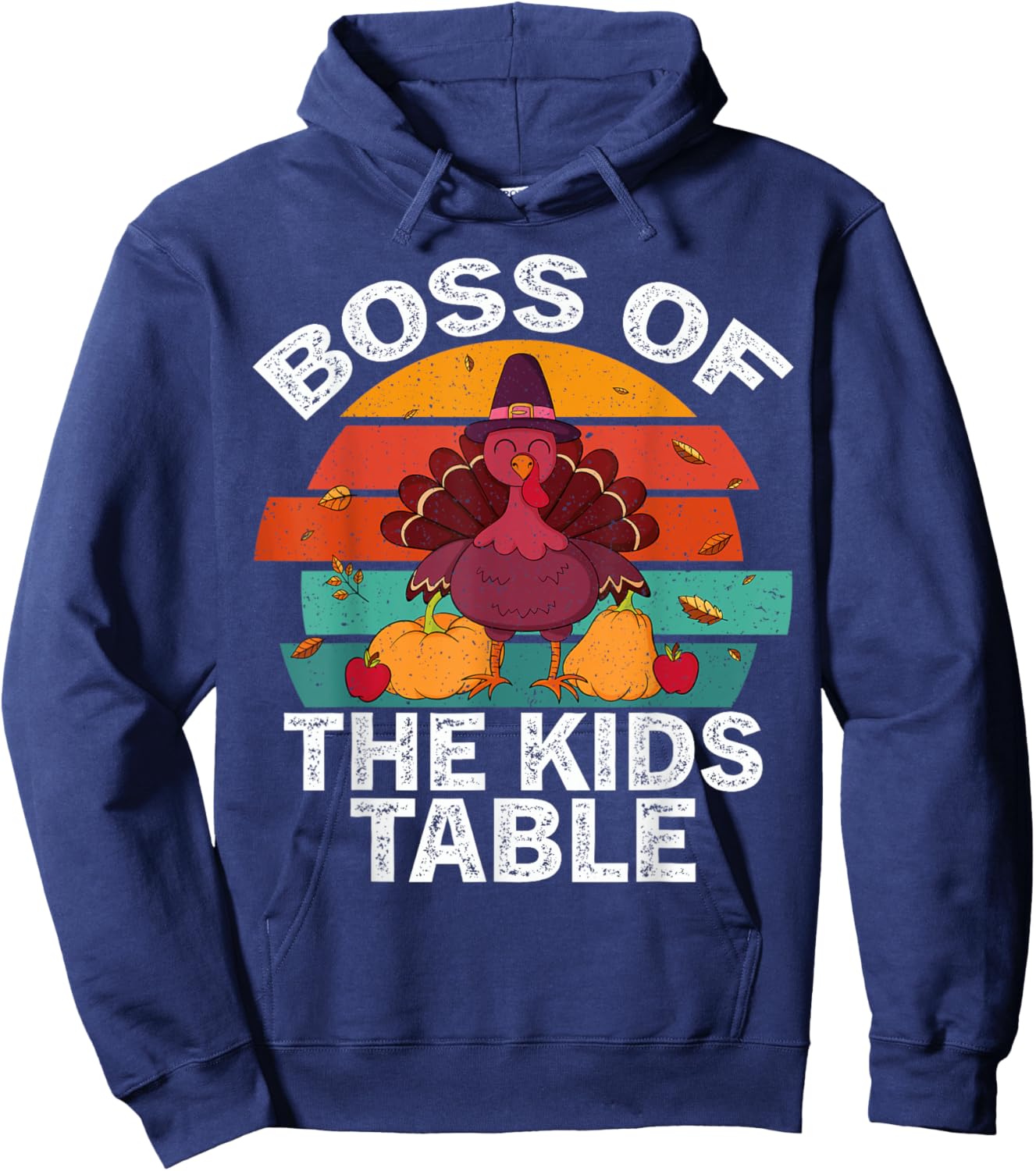 Retro Thanksgiving Kids or Adults Boss of the Kids Table Hoodie - Hoodie | Navy