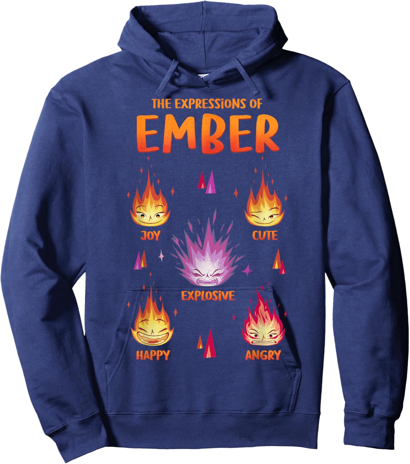 Disney Pixar Elemental The Expressions Of Ember Poster Hoodie - Hoodie | Navy