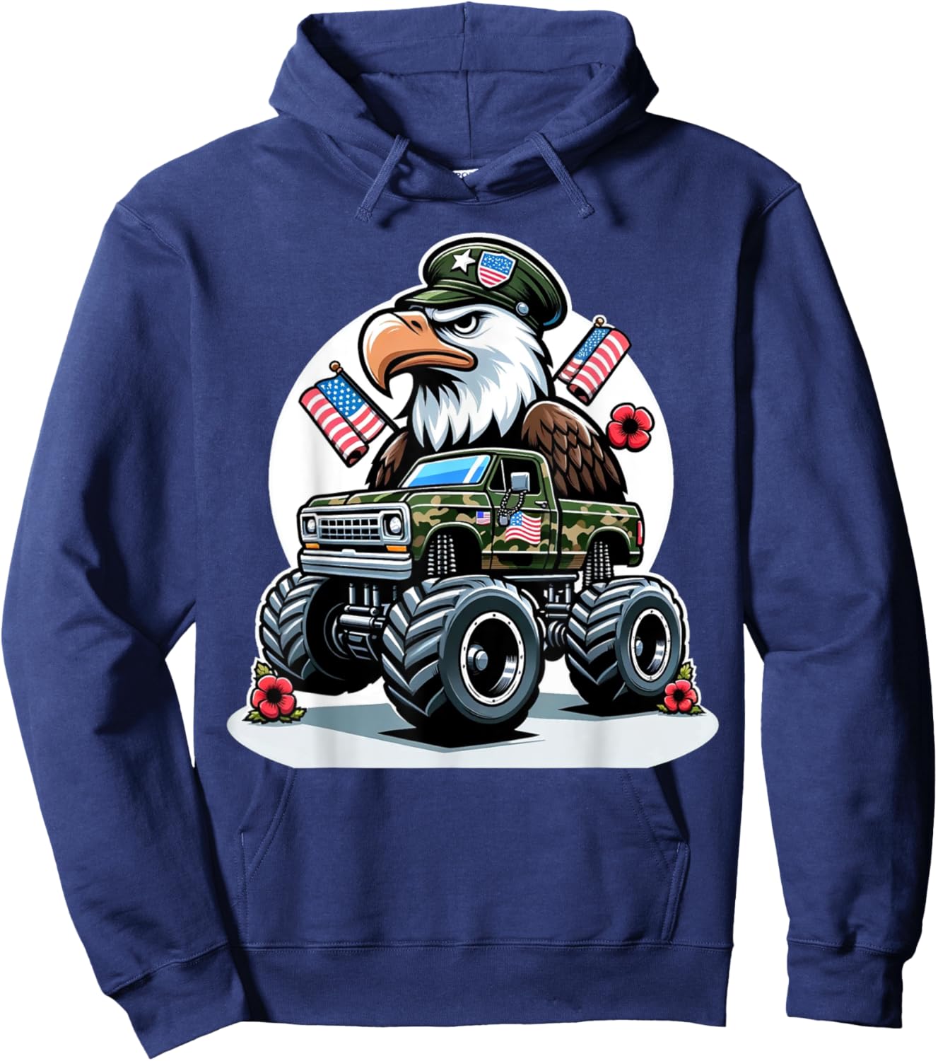 Memorial Day Shirts Kids Boys Eagle American Flag Camo Truck Hoodie - Hoodie | Navy