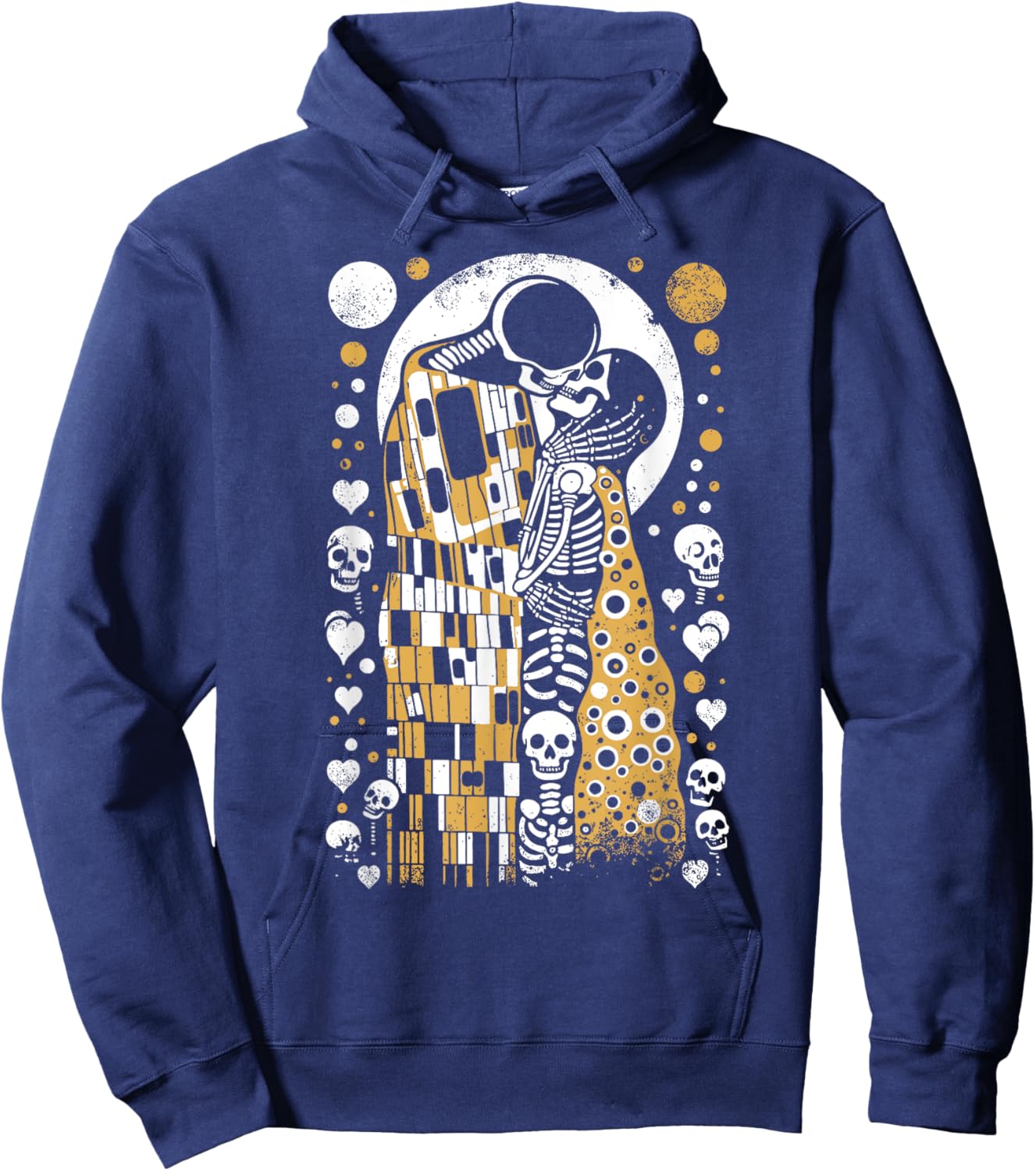 Vintage Skeletons Art Painter lover Klimt's The Kiss Embrace Hoodie - Hoodie | Navy