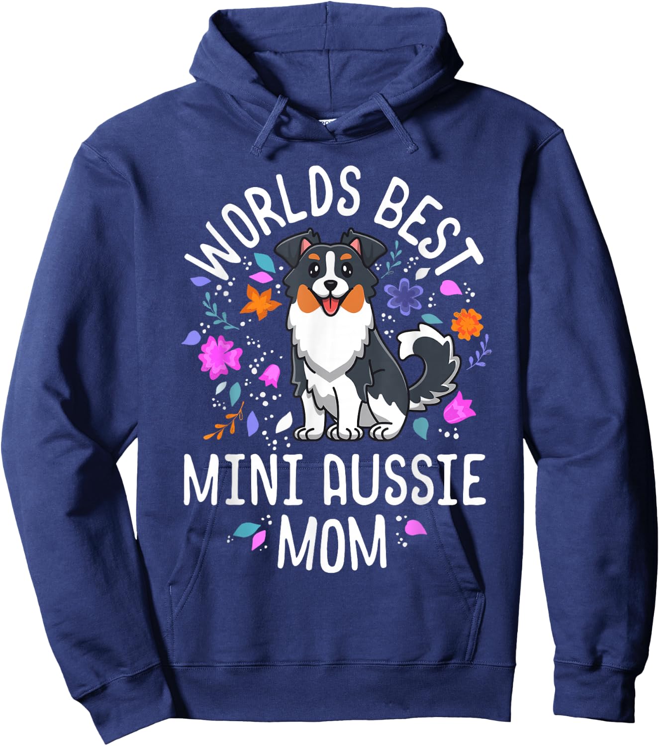 Mini Australian Shepherd Gifts World's Best Aussie Mom Dog Hoodie - Hoodie | Navy
