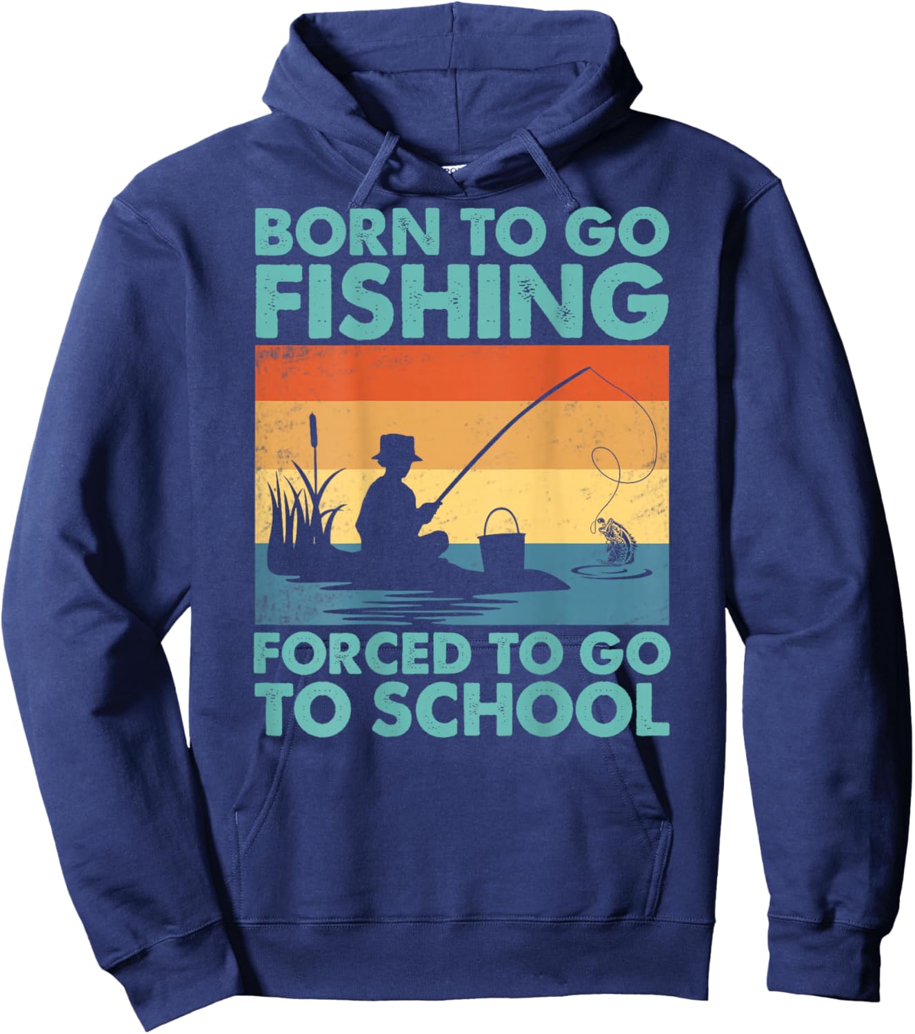 Funny Born To Go Fishing Bass Fish Fisherman Boys Hoodie - Hoodie | Navy