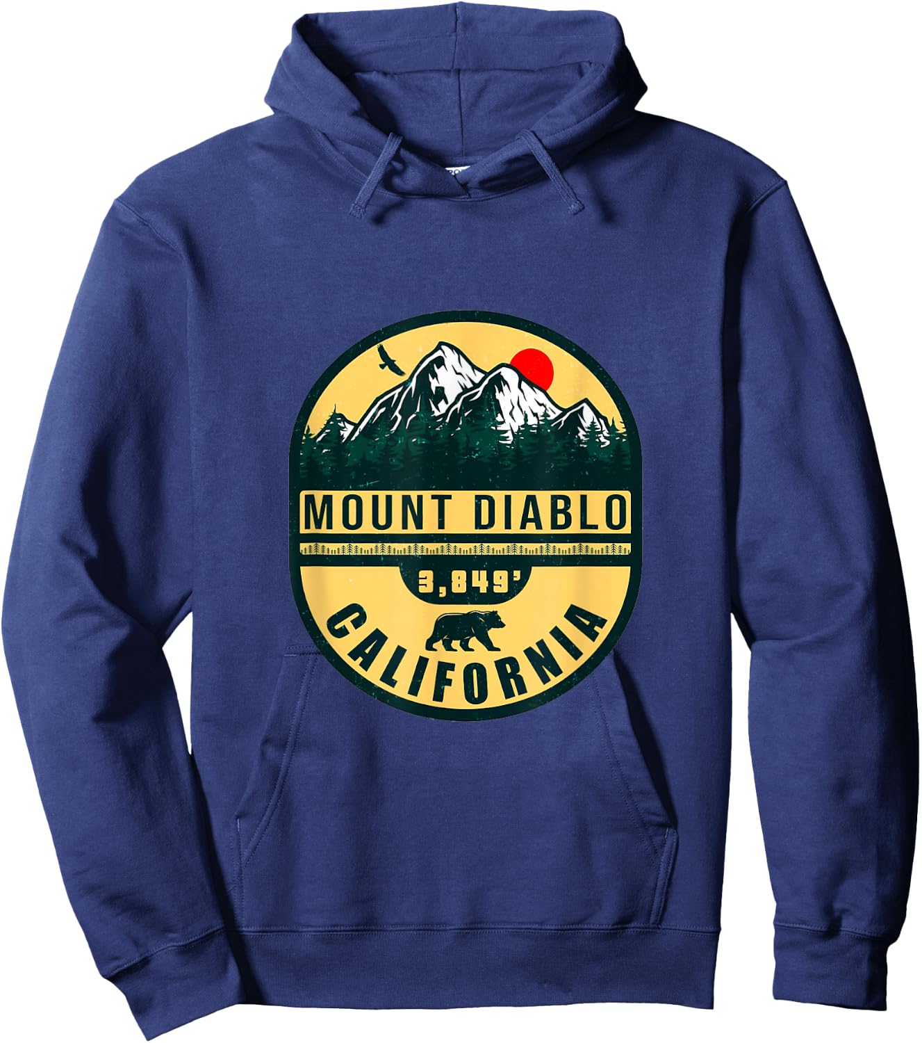 Mount Diablo California Mountains, 1960s Retro Vintage Hoodie - Hoodie | Navy