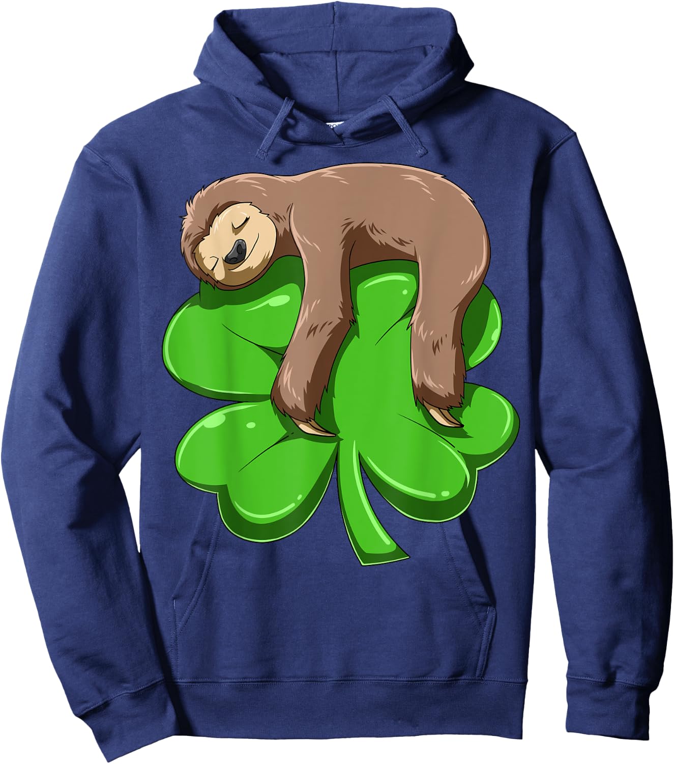 Sloth Sleeping On Shamrock Sloth St Patricks Day Sloth Irish Hoodie - Hoodie | Navy