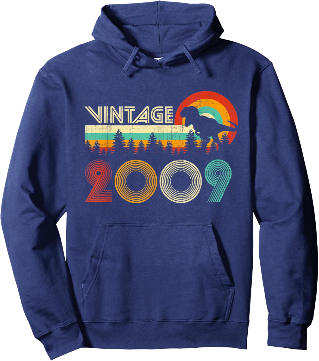14 Year Old Gifts Boys Vintage 2009 14th Birthday Dinosaur Hoodie - Hoodie | Navy