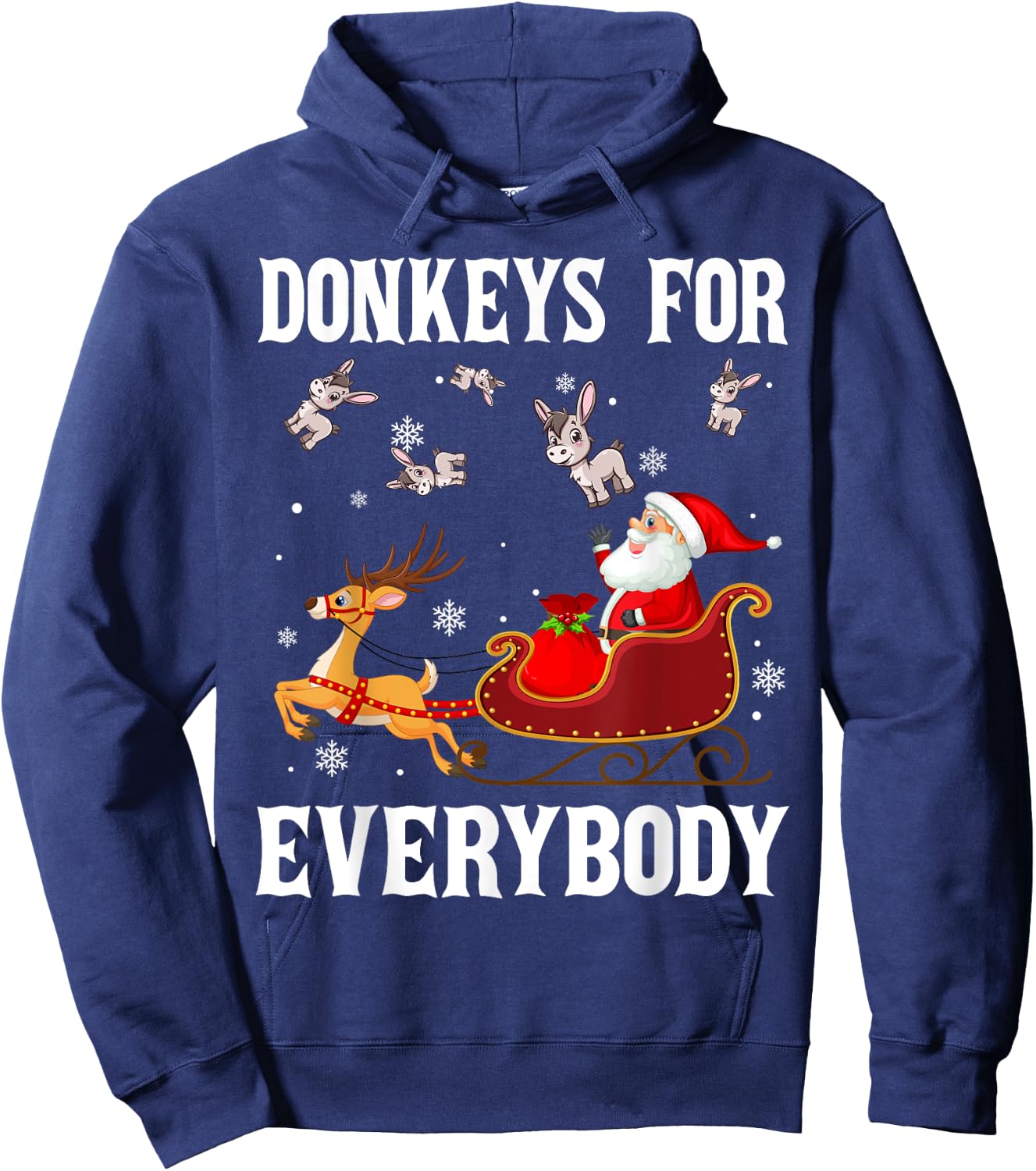 Donkeys For Everybody Christmas Santa Claus Donkey Xmas Hoodie - Hoodie | Navy