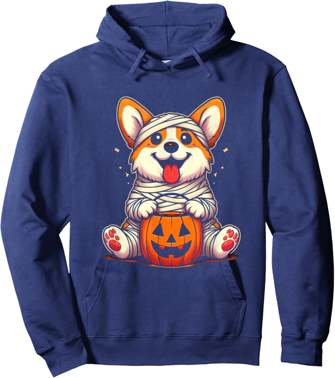 Cute Halloween Costume Welsh Corgi Mummy Dog Lover Men Women Kids Hoodie - Hoodie | Navy