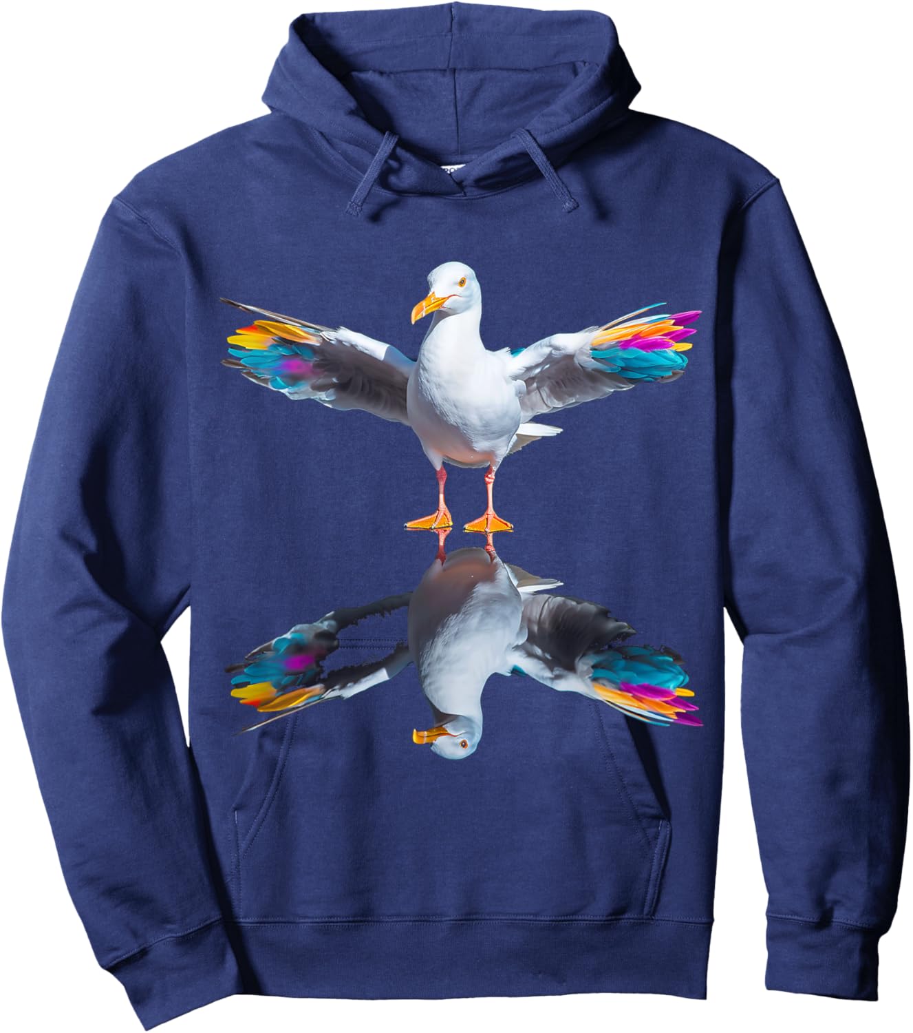 Seagull Art Bird Portrait Animal Colorful Graphic Seagull Hoodie - Hoodie | Navy