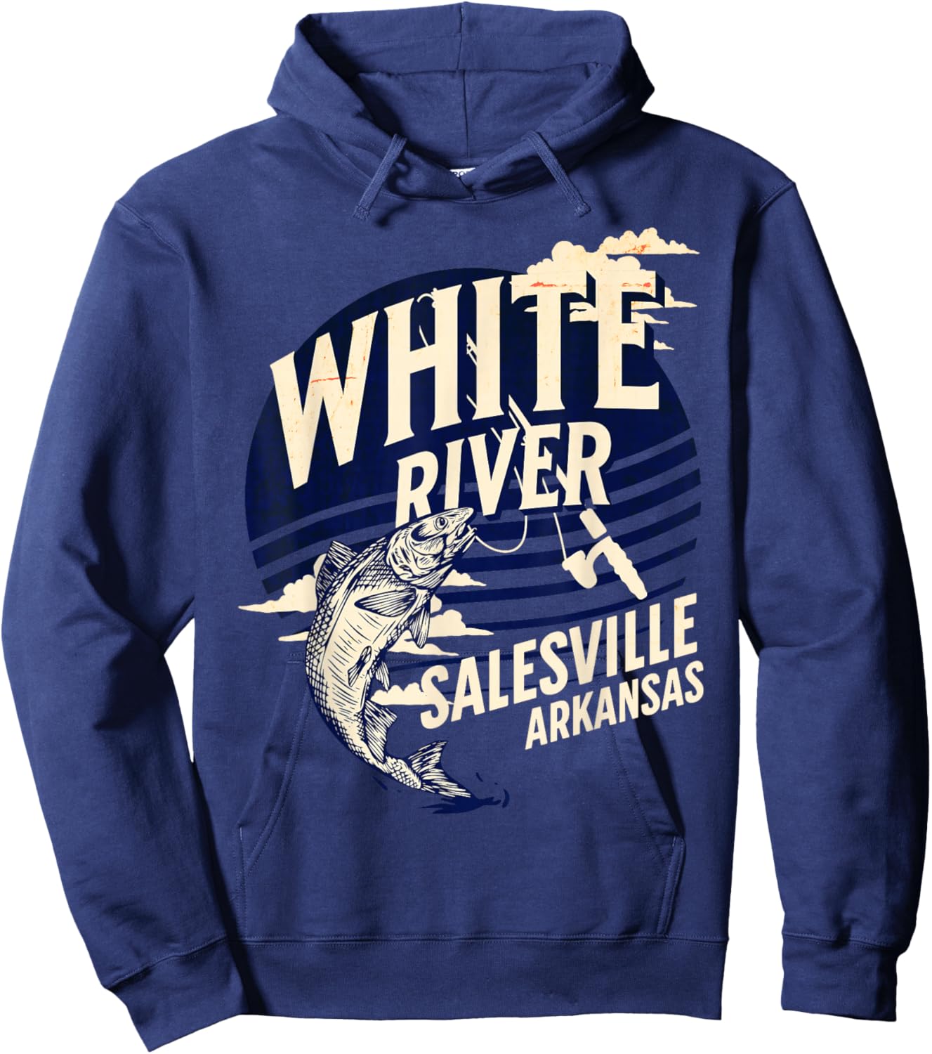 White River Salesville Arkansas Fly Fishing Trout Souvenir Hoodie - Hoodie | Navy