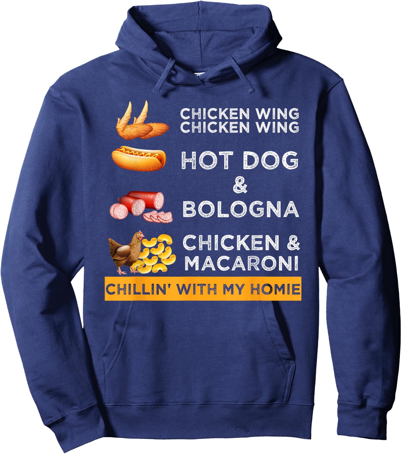 Chicken Wing Chicken Wing Hotdog and Bologna Funny Hoodie - Hoodie | Navy