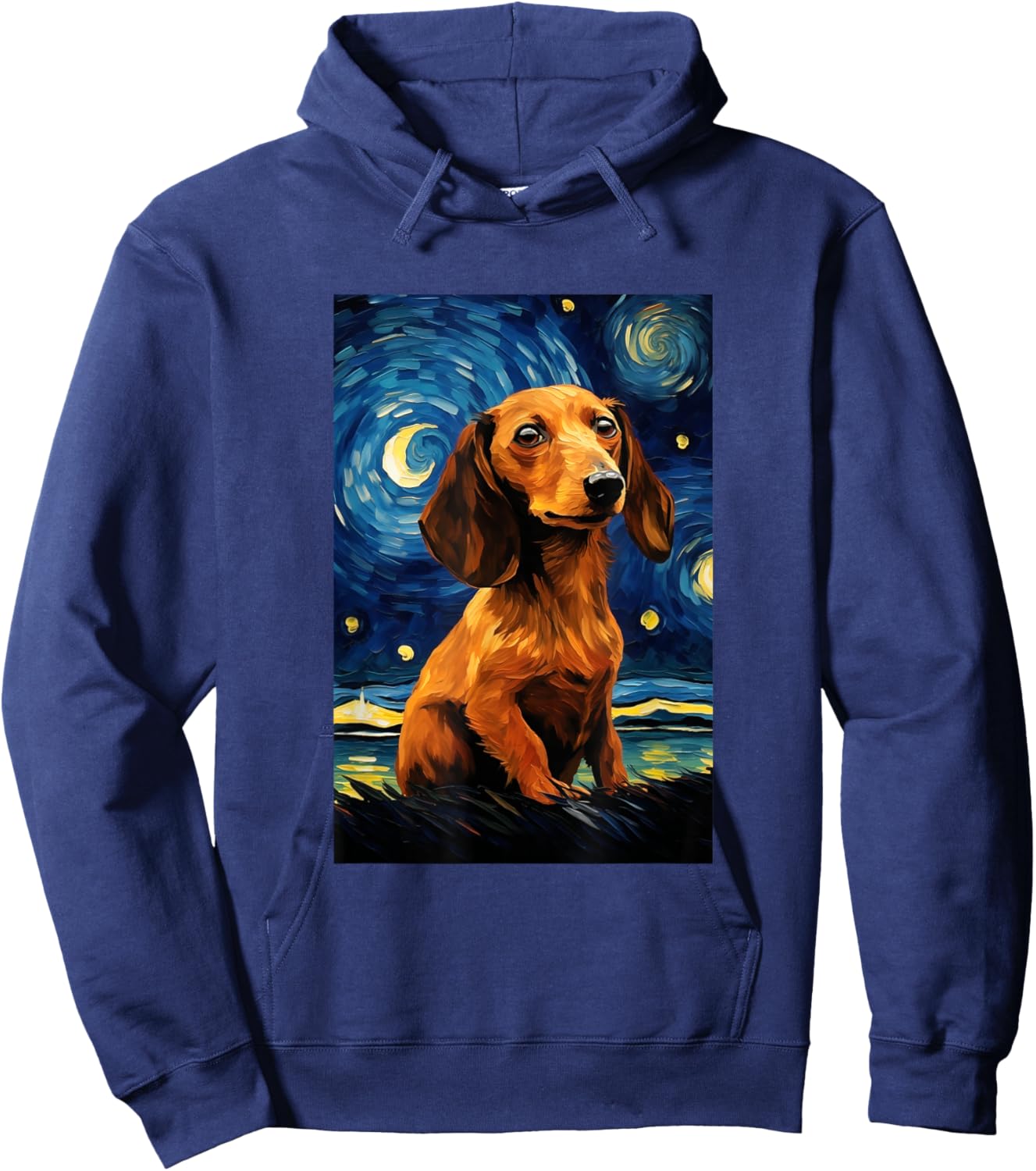 Cute Dachshund Dog Doggy - Van Gogh Style - Starry Night Hoodie - Hoodie | Navy