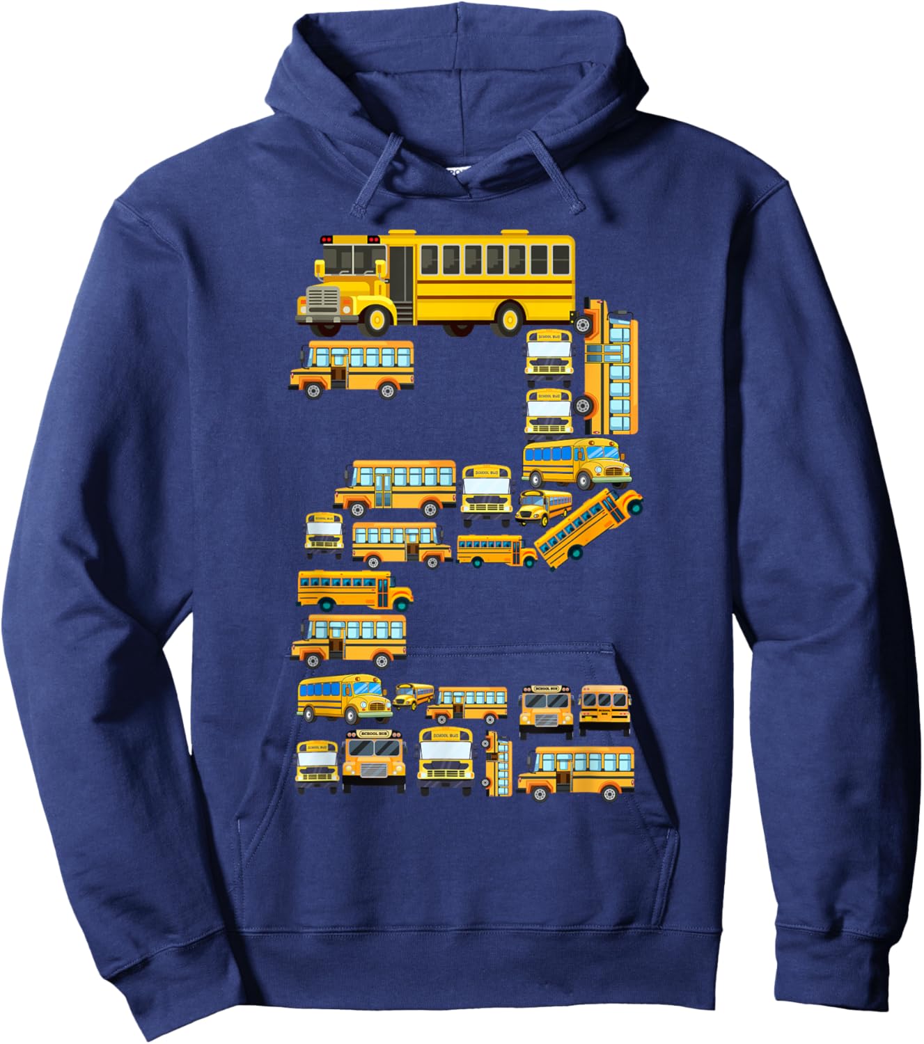 2 Year Old Toddler 2nd Birthday School Bus Theme Kids Party Hoodie - Hoodie | Navy