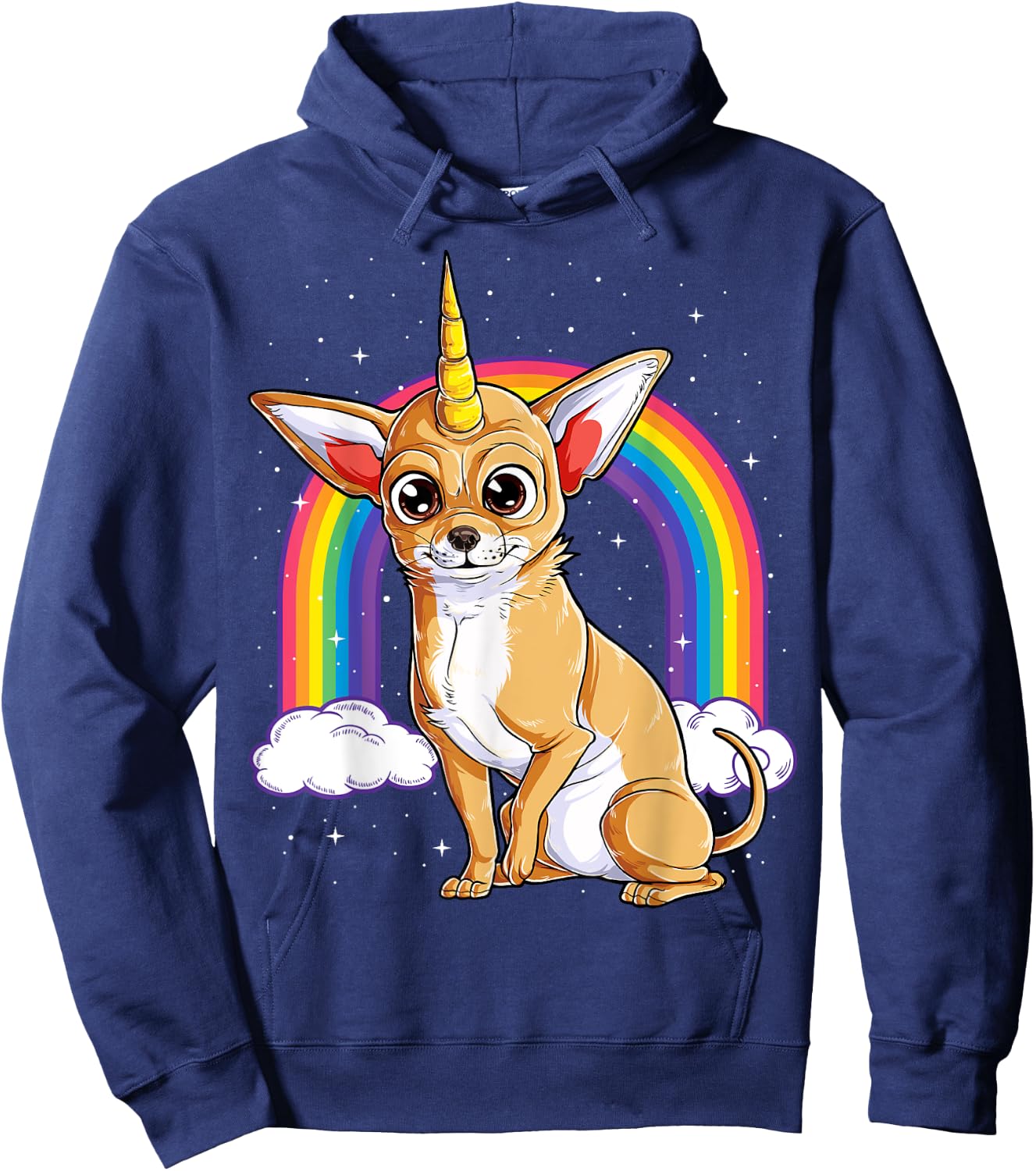Chihuahua Unicorn T shirt Girls Space Galaxy Rainbow Dog Hoodie - Hoodie | Navy