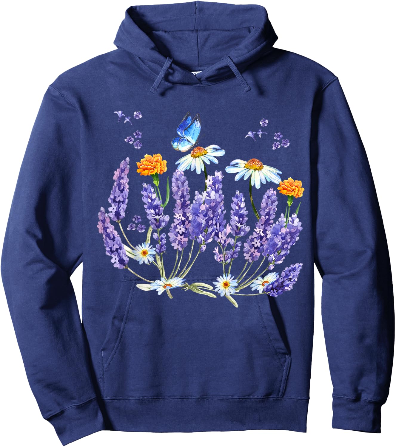Lavender Plant Butterfly Herb Wildflower Botanical Gift Hoodie - Hoodie | Navy