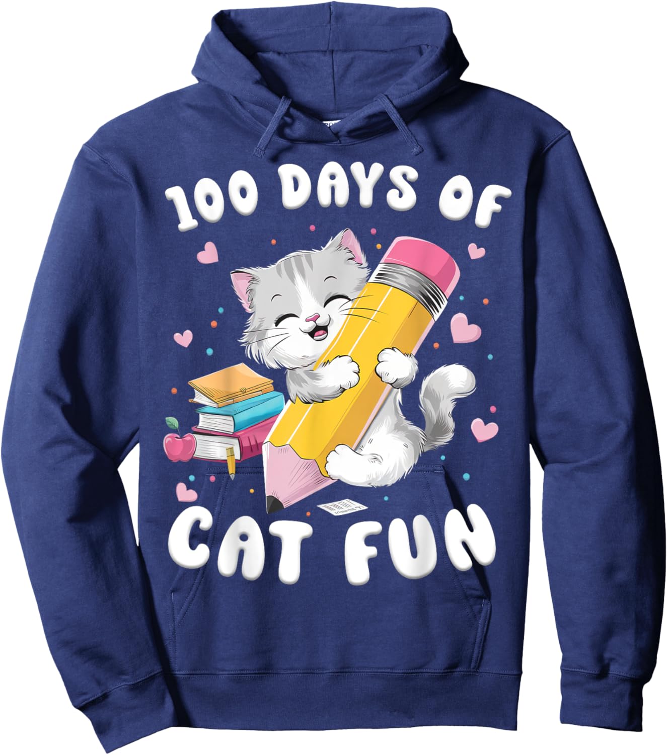 Cats 100th Day of School Teacher 100 days Cat Kitty Hoodie - Hoodie | Navy