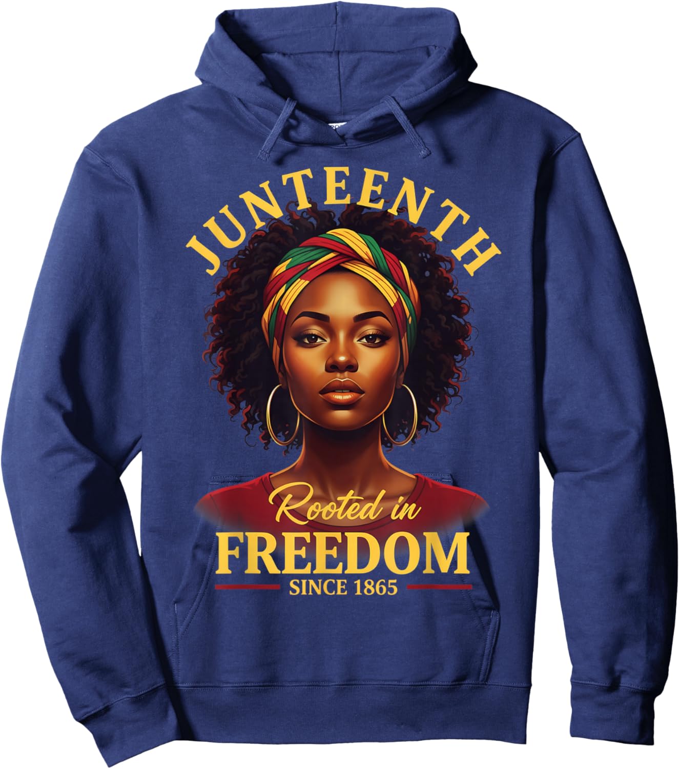 Juneteenth Heritage Bold Pride Powerful Woman Artwork Hoodie - Hoodie | Navy