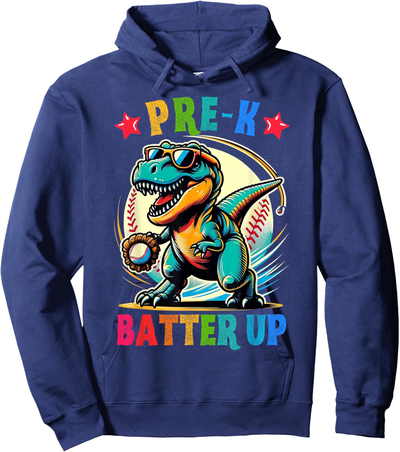 First day back to School Pre-k Kids Baseball Dinosaur Boys Hoodie - Hoodie | Navy