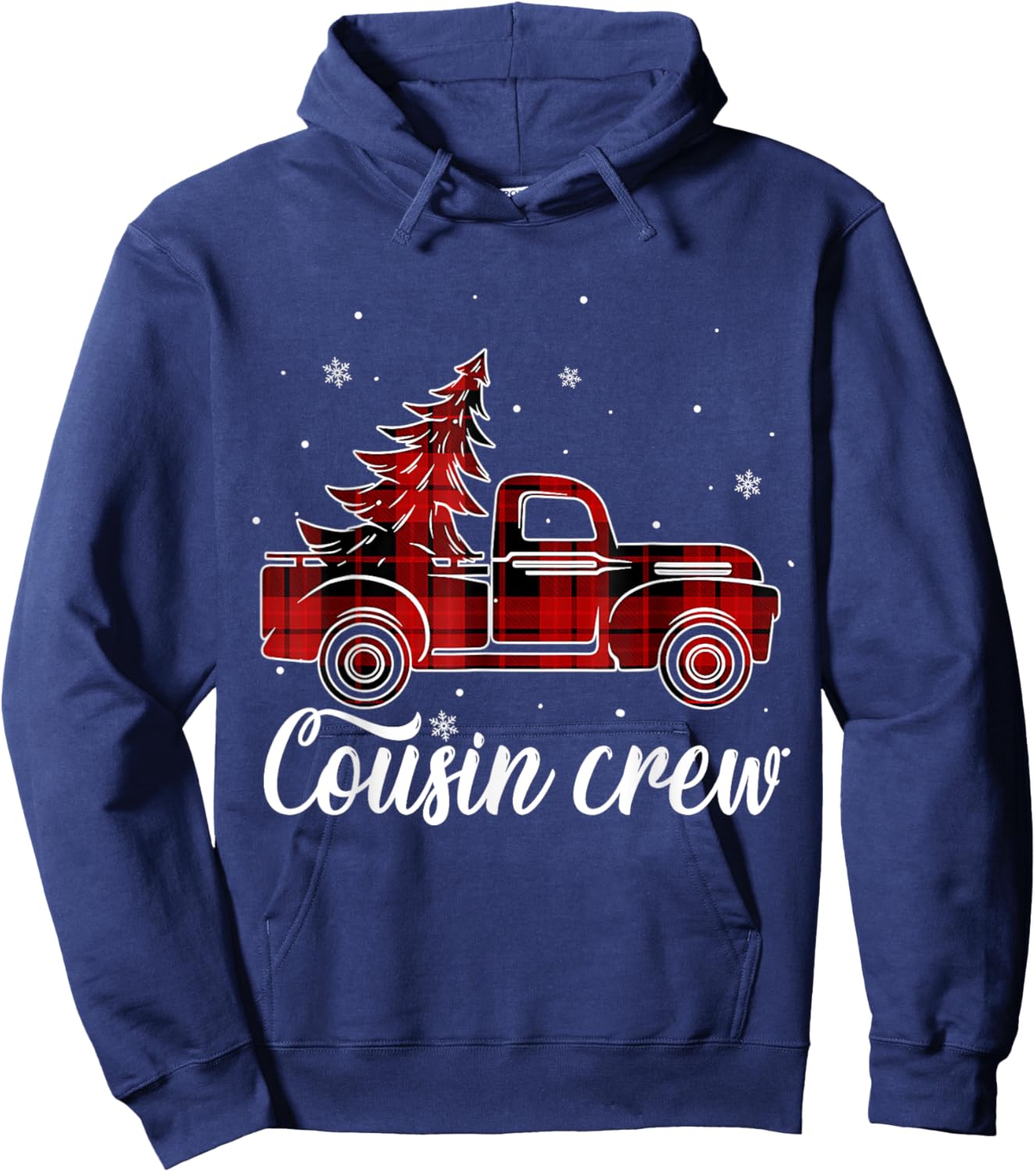 Christmas Cousin Crew Buffalo Truck Tree Red Plaid Pajama Hoodie - Hoodie | Navy