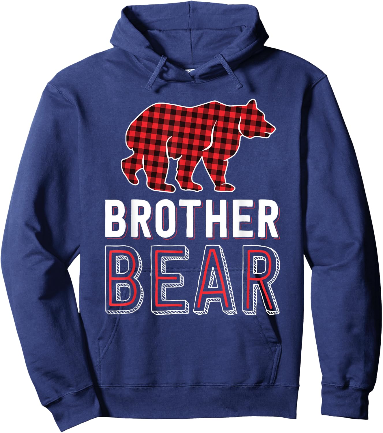Brother Bear Red Buffalo Plaid Matching Family Christmas Hoodie - Hoodie | Navy
