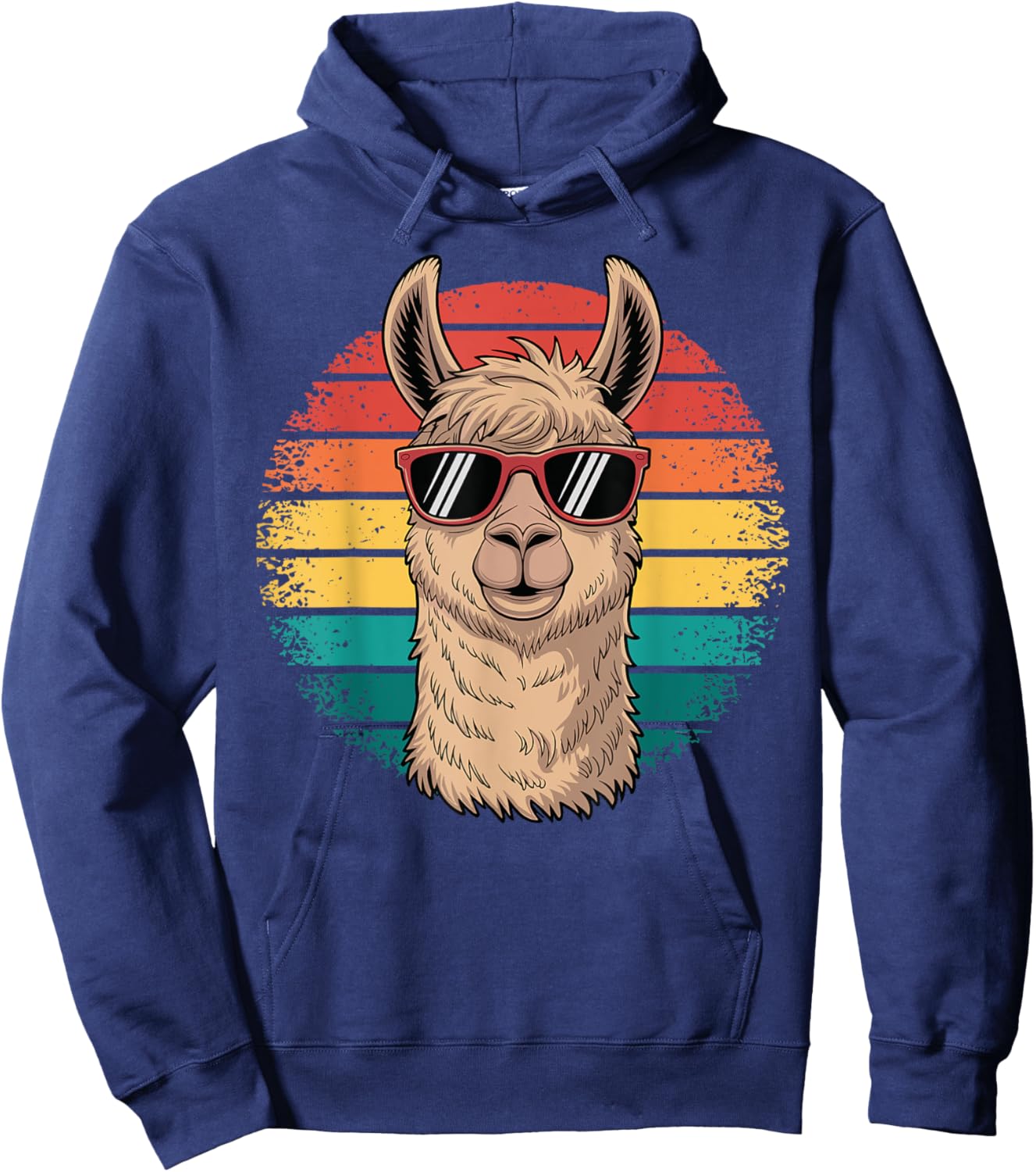 Retro Alpaca Llama Funny Comic Summer Vintage Animal Hoodie - Hoodie | Navy