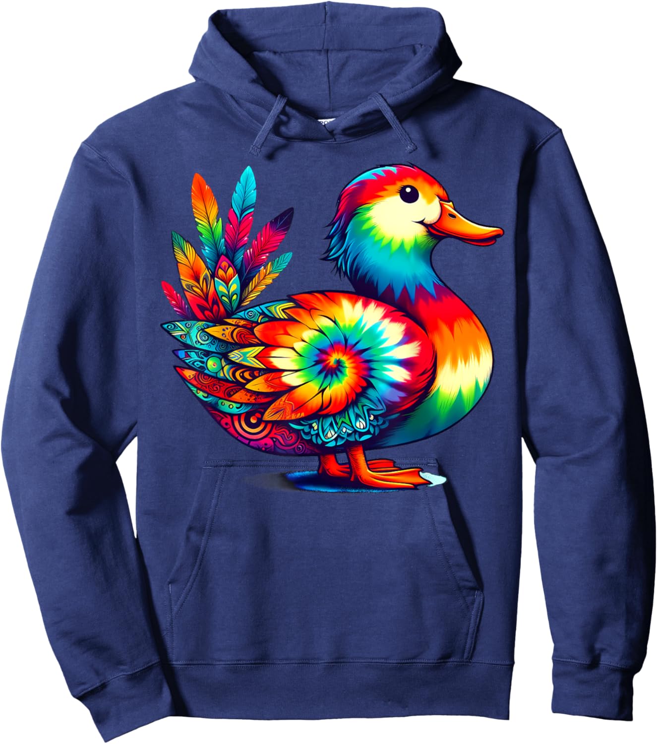 Cool Duck Graphic Spirit Animal Illustration Tie Dye Art Hoodie - Hoodie | Navy