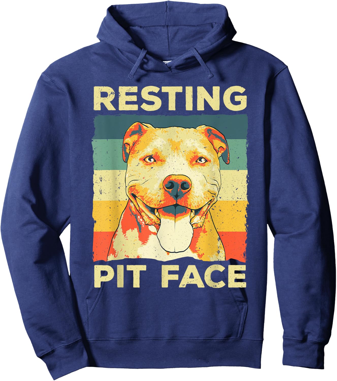 Funny Pitbull Resting Pit Face Art Men Women Pitbull Owner Hoodie - Hoodie | Navy
