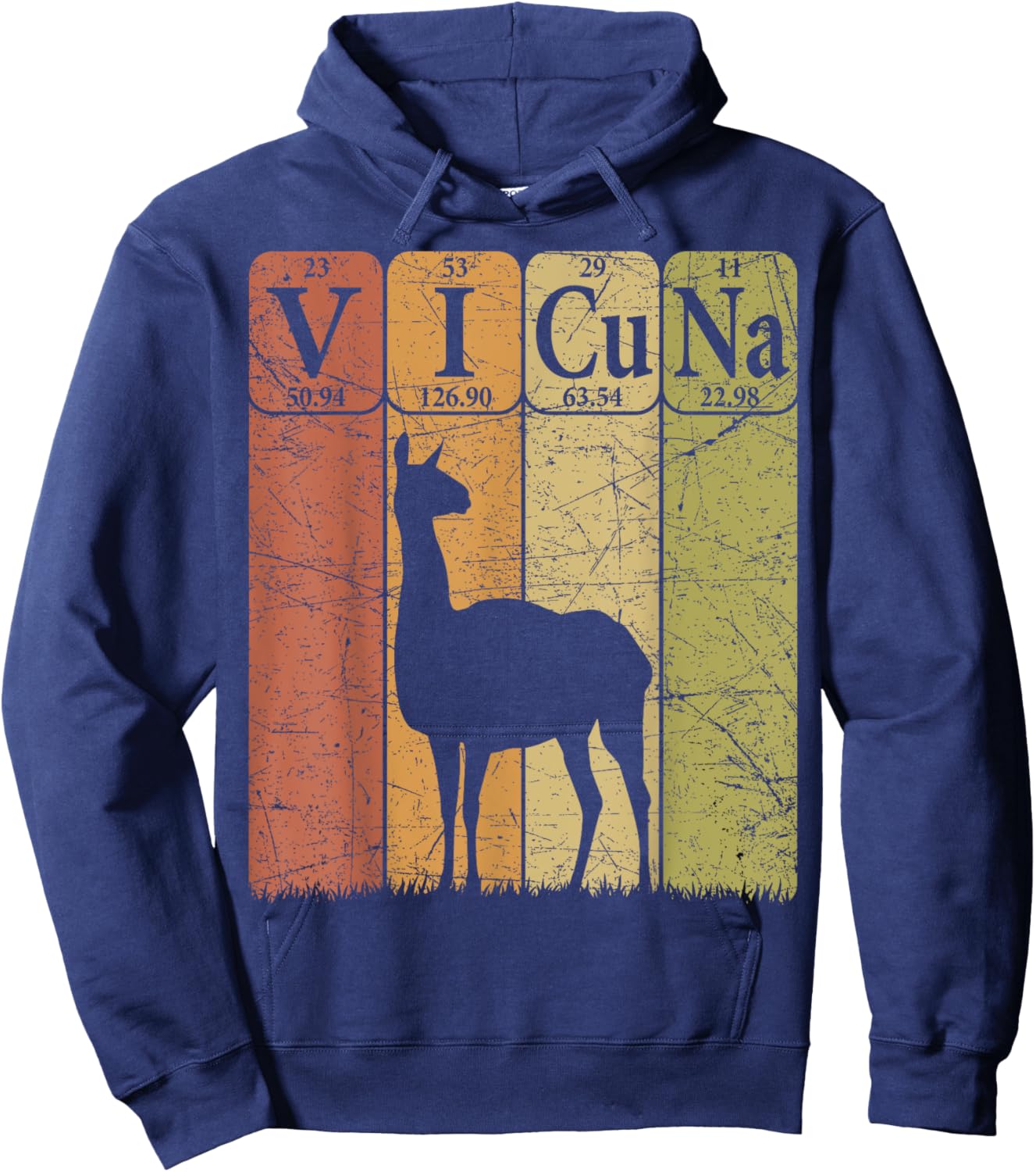 Vicuna Periodic Table Elements Vicuna Lover Camelids Retro Hoodie - Hoodie | Navy