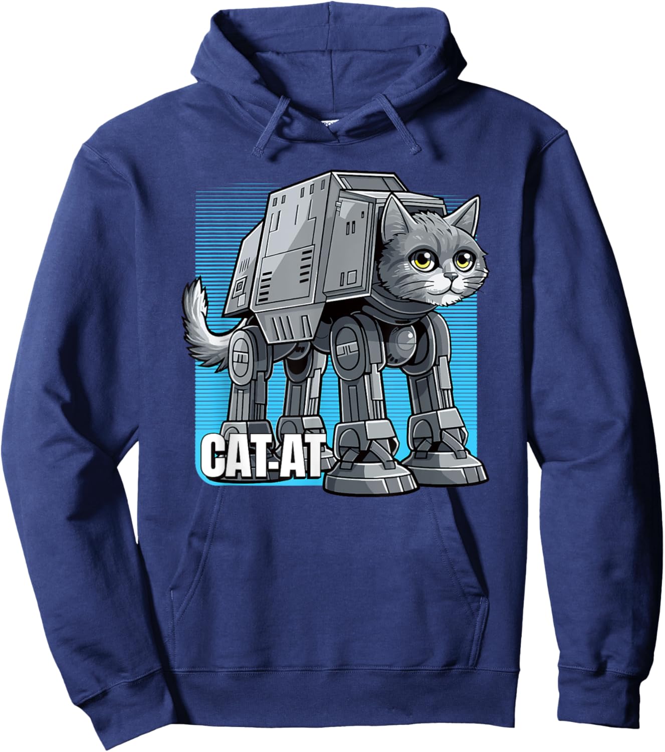CAT-AT science fiction parody pet cat space robot sci-fi fan Men Women Hoodie - Hoodie | Navy