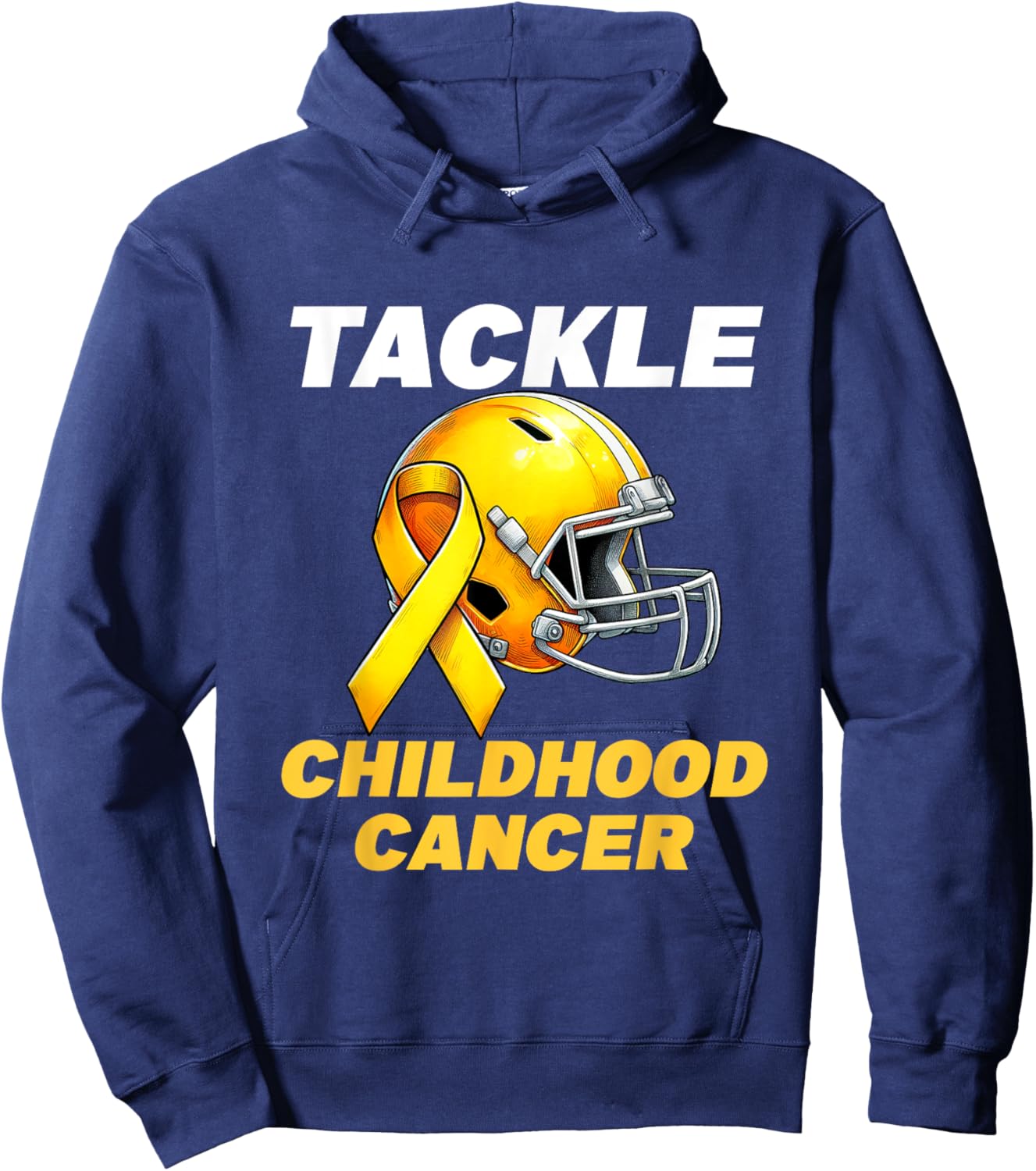 Football Tackle Childhood Cancer Awareness Gold Ribbon Hoodie - Hoodie | Navy