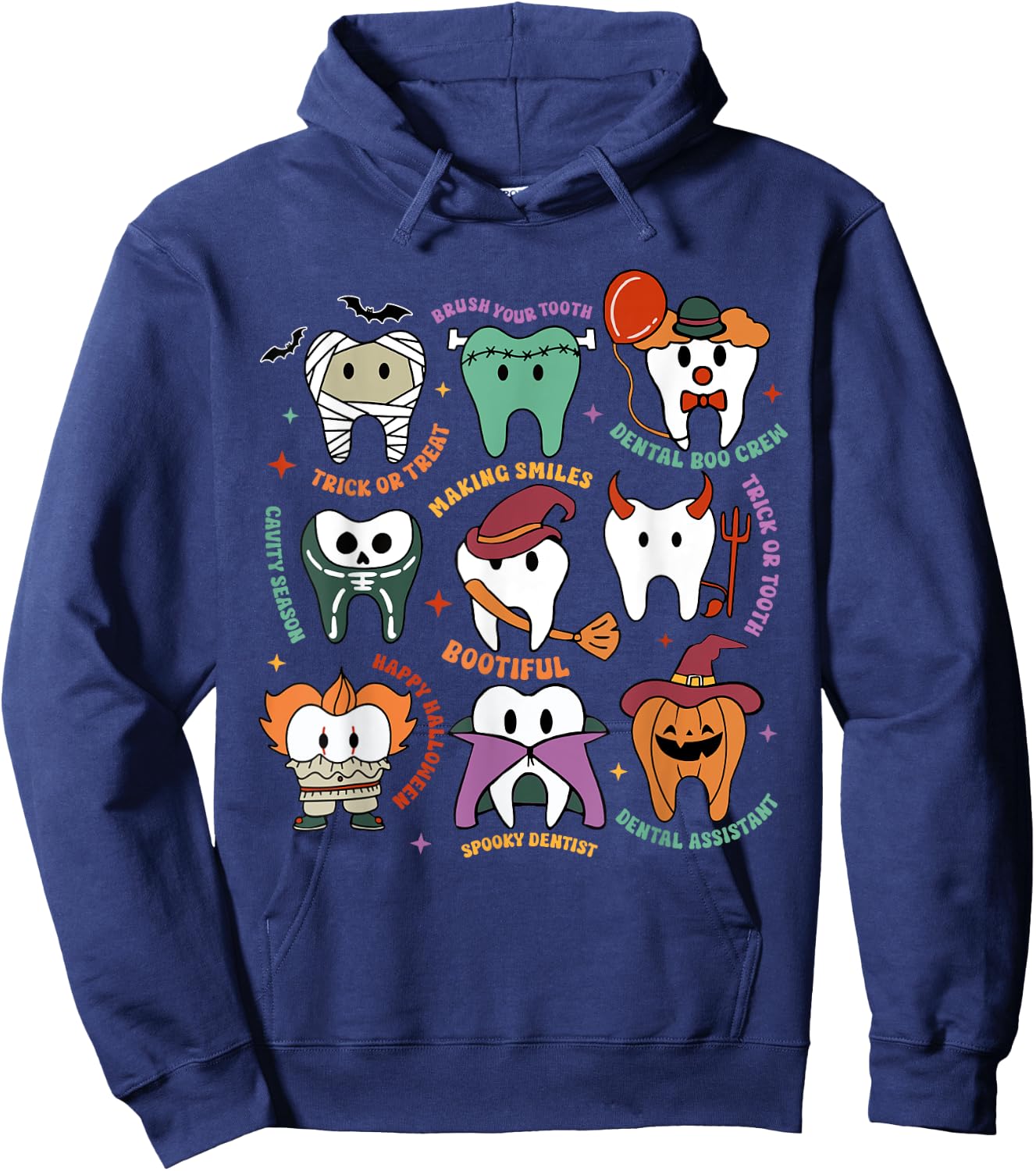 Halloween Dental Boo Crew Dentist Costume Teeth Women Men Hoodie - Hoodie | Navy