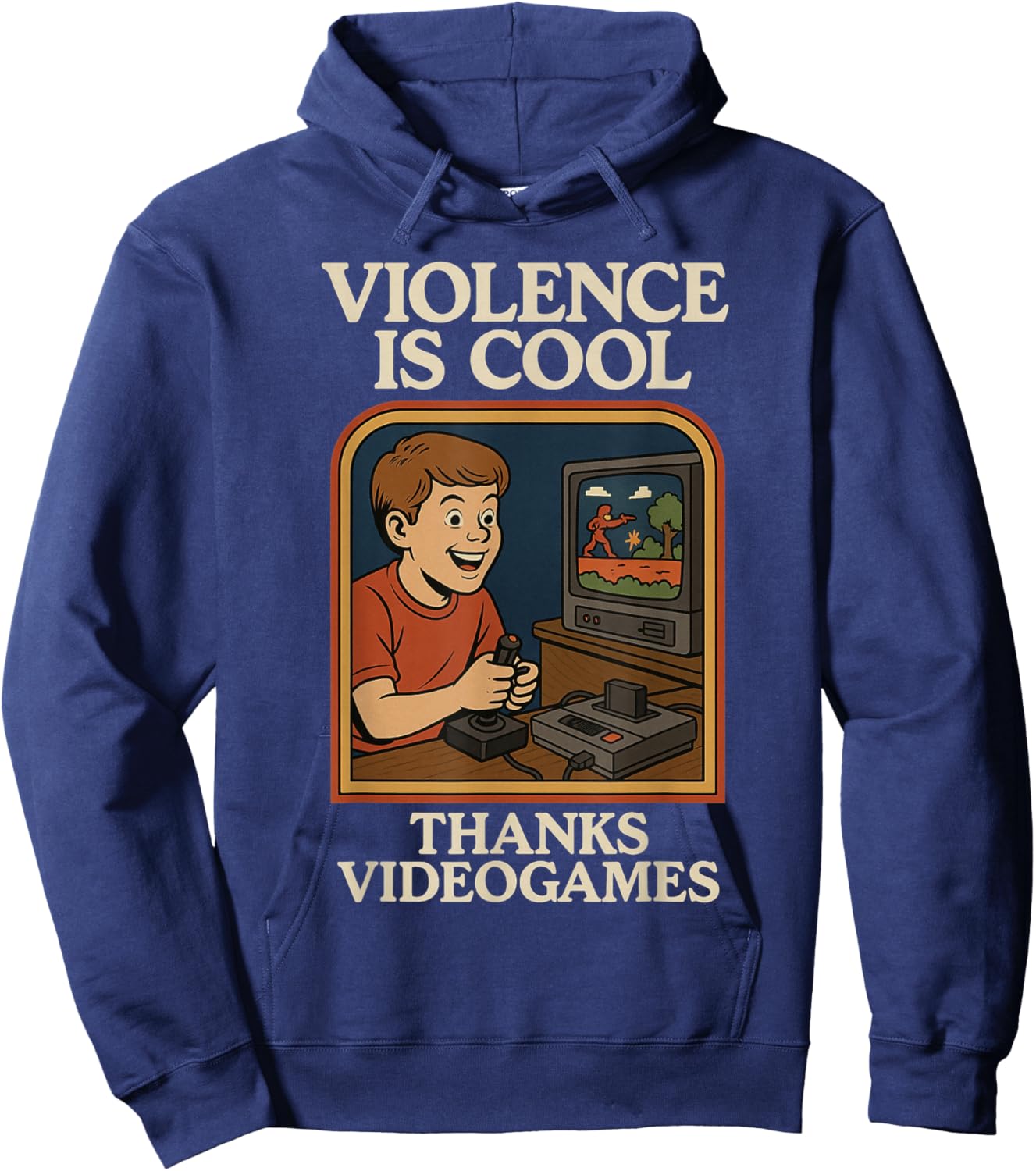 Violence Is Cool Thanks Video Games Retro Style Funny Hoodie - Hoodie | Navy