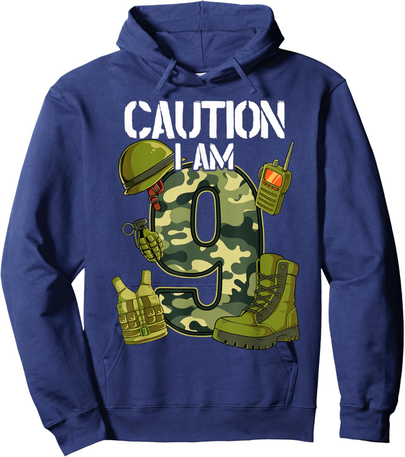 9th Birthday Army Hoodie - Hoodie | Navy