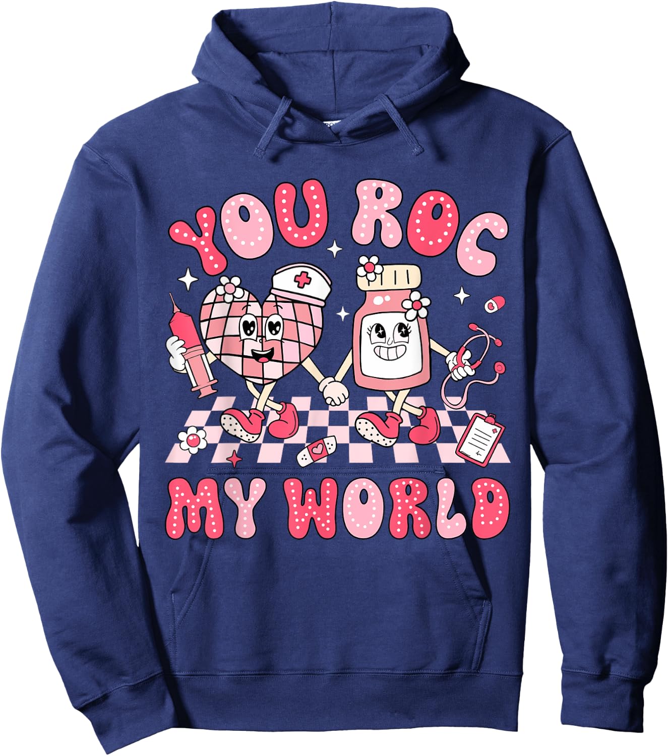 You Roc My World Nurse Valentine Day ER ICU NICU RN Nurse Hoodie - Hoodie | Navy